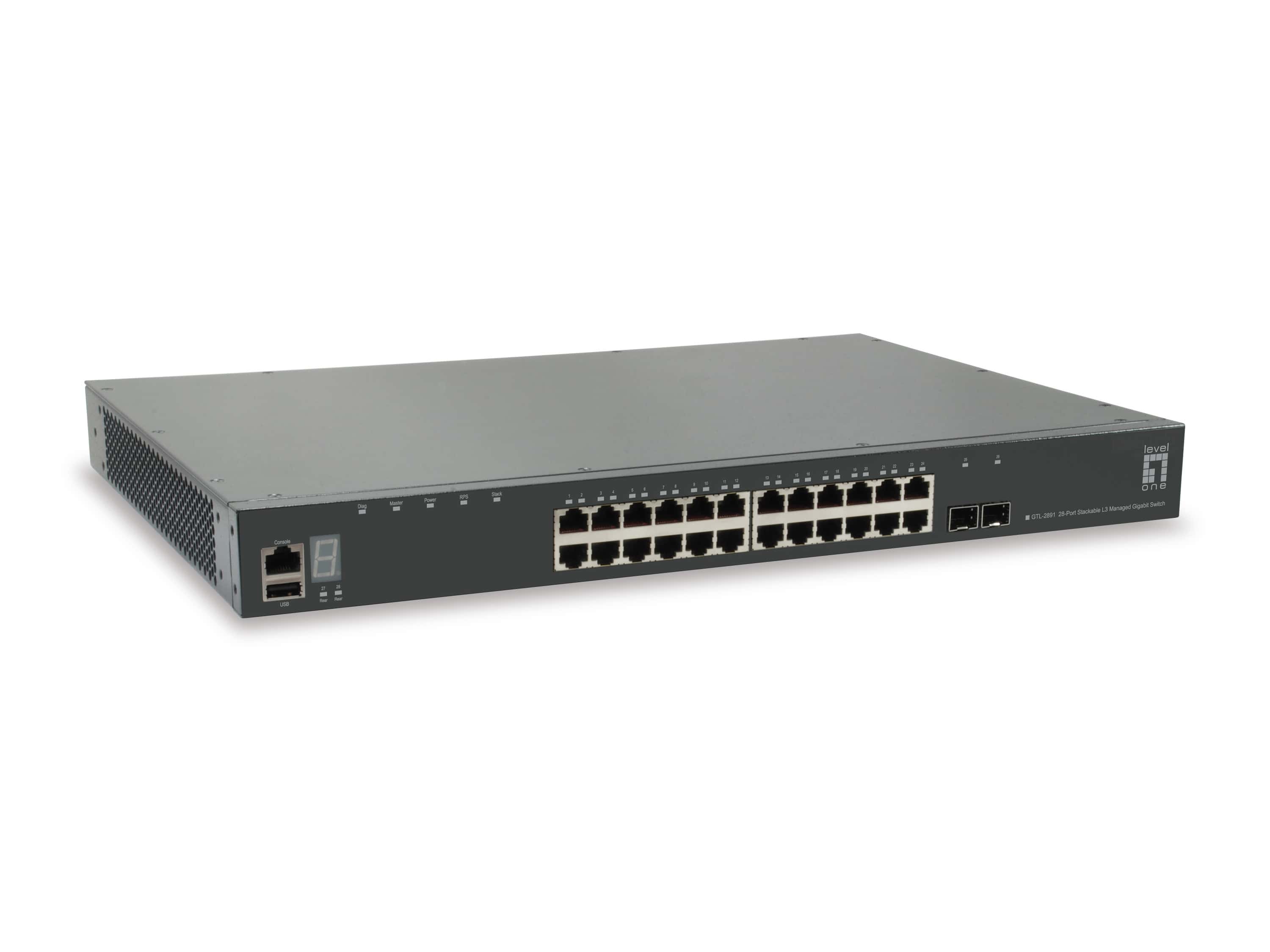 LevelOne GTL-2891 netwerk-switch Managed L3 Gigabit Ethernet (10/100/1000) Grijs (GTL-2891) thumbnail