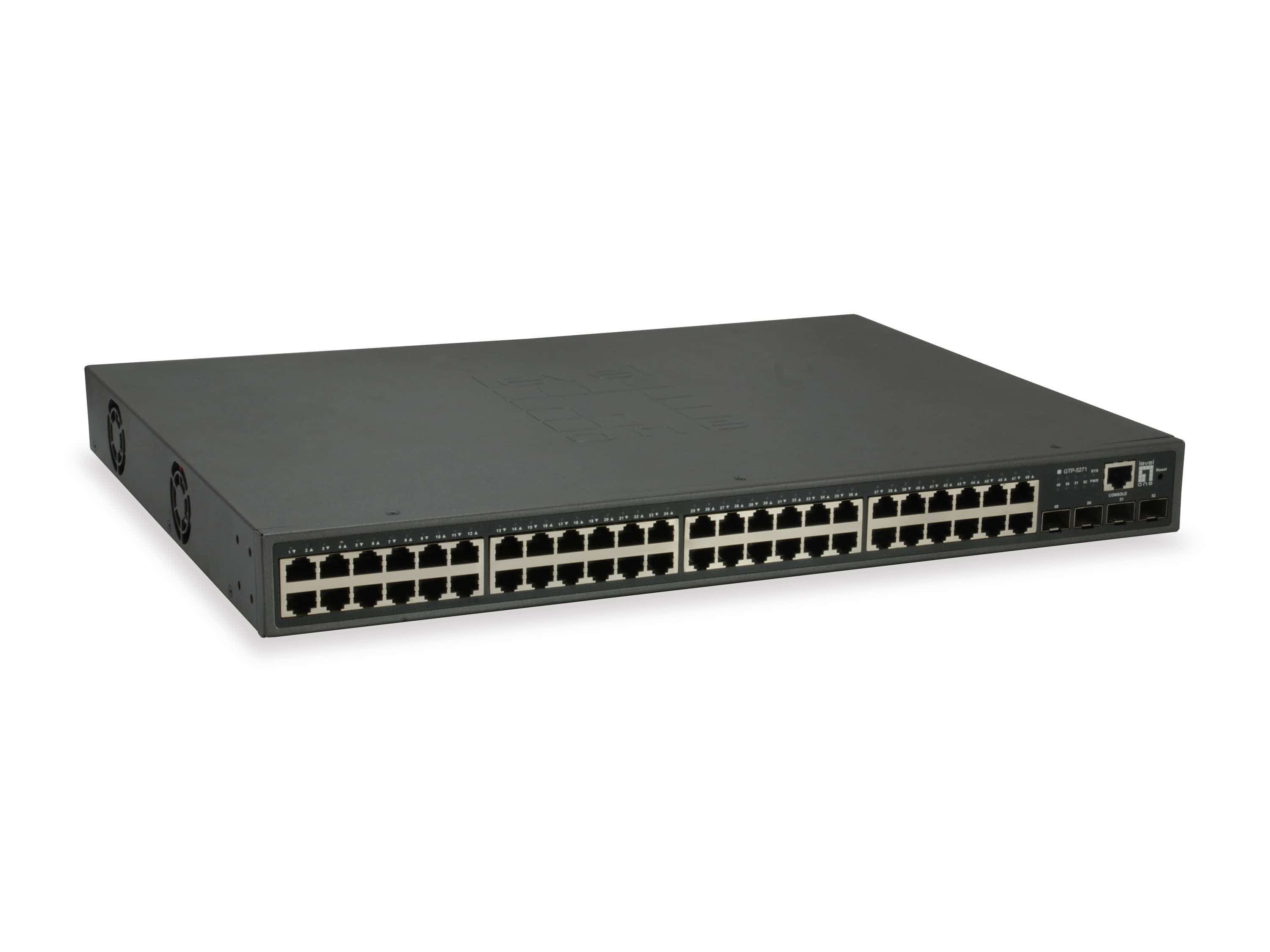 LevelOne GTP-5271 netwerk-switch Managed L3 Gigabit Ethernet (10/100/1000) Power over Ethernet (PoE) Grijs (GTP-5271) thumbnail