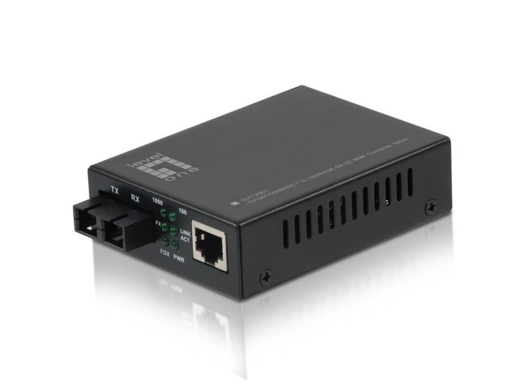 LevelOne GVT-2001 netwerk media converter 1000 Mbit/s 850 nm Multimode Zwart (GVT-2001) thumbnail