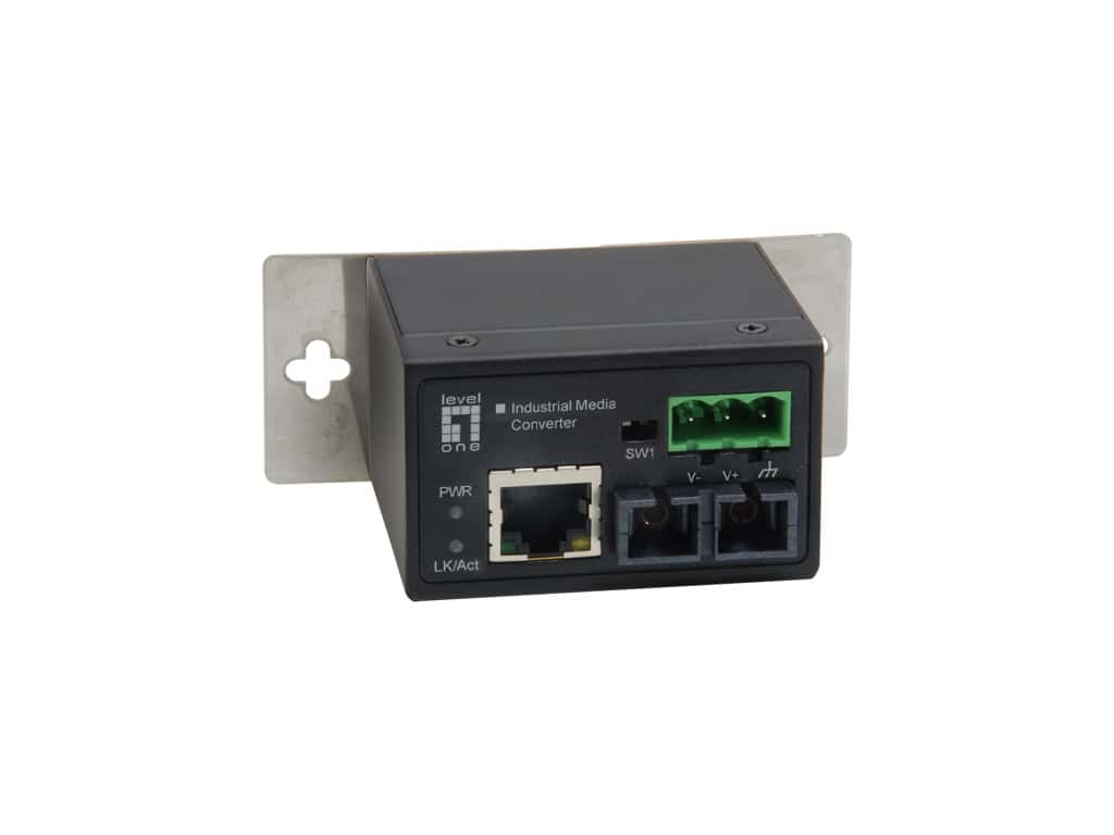 LevelOne IEC-4301 netwerk media converter 100 Mbit/s Single-mode Zwart (IEC-4301) thumbnail