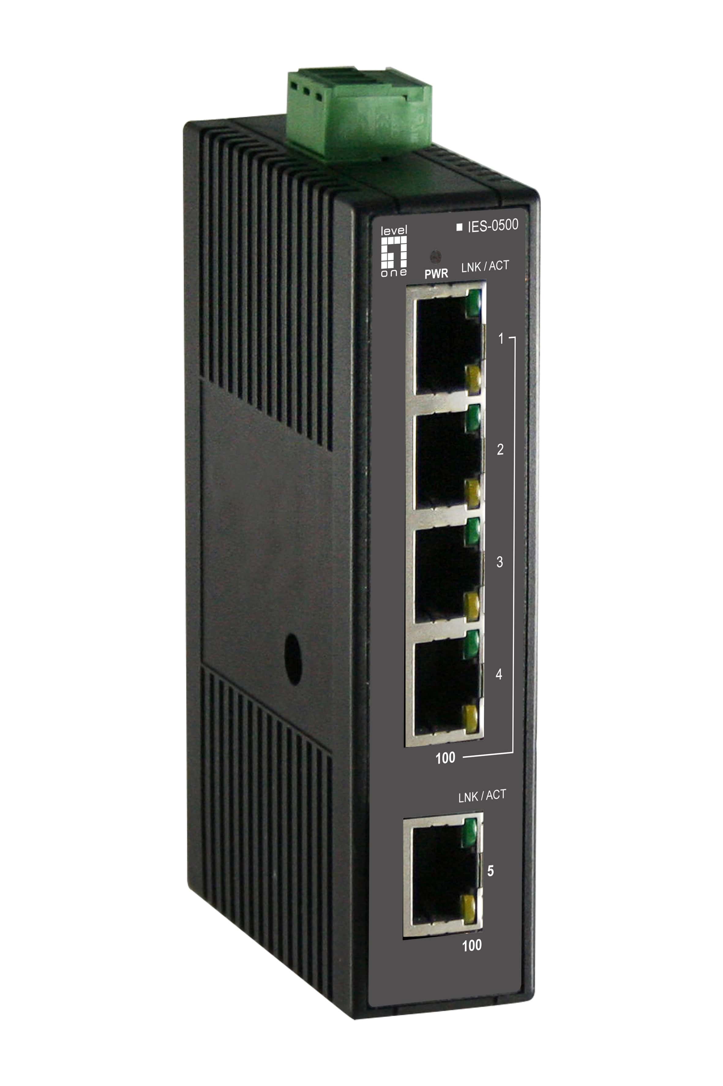 LevelOne IES-0500 netwerk-switch Unmanaged Fast Ethernet (10/100) Zwart (IES-0500) thumbnail