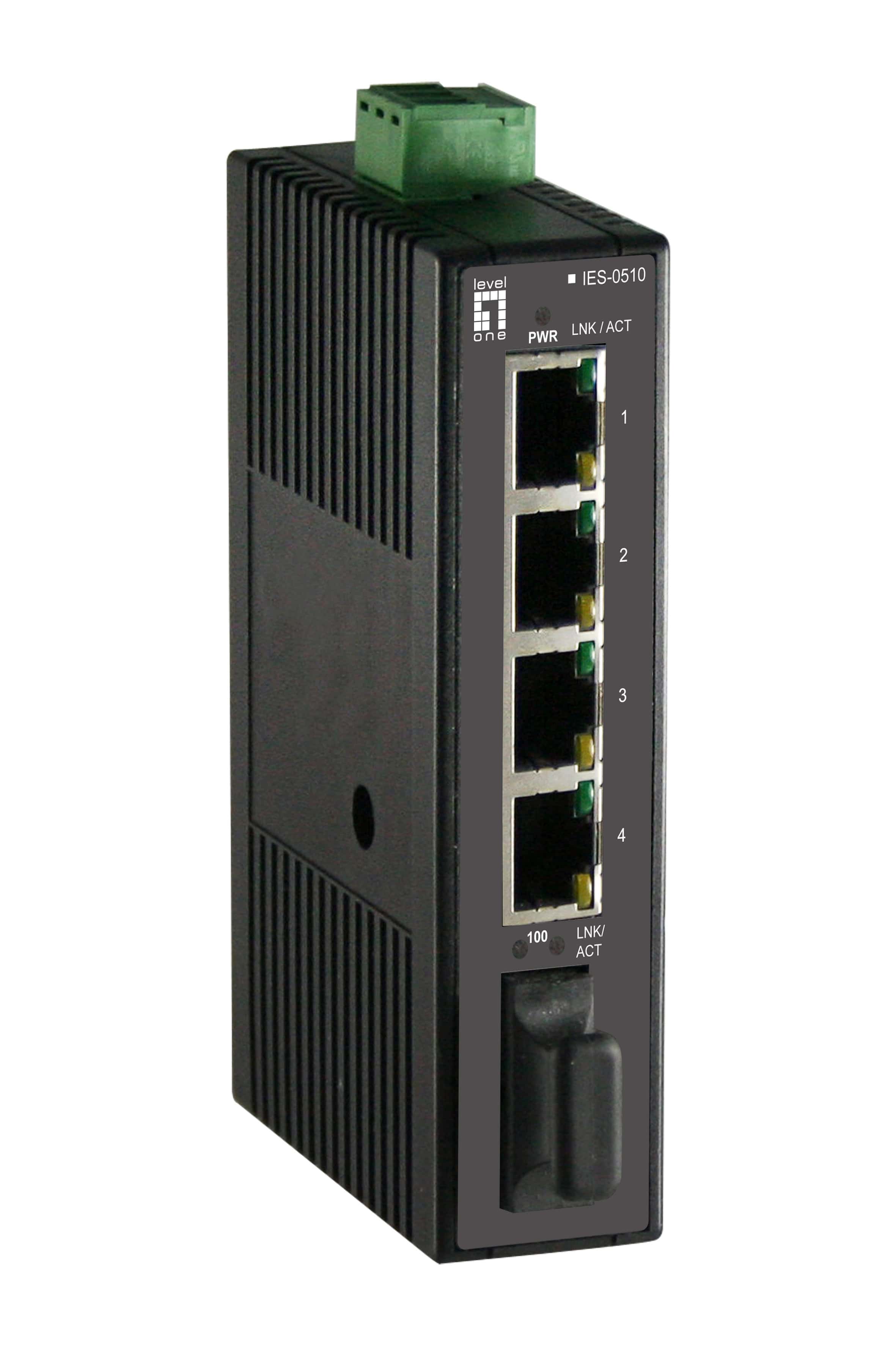 LevelOne IES-0510 netwerk-switch Unmanaged Fast Ethernet (10/100) Zwart (IES-0510) thumbnail