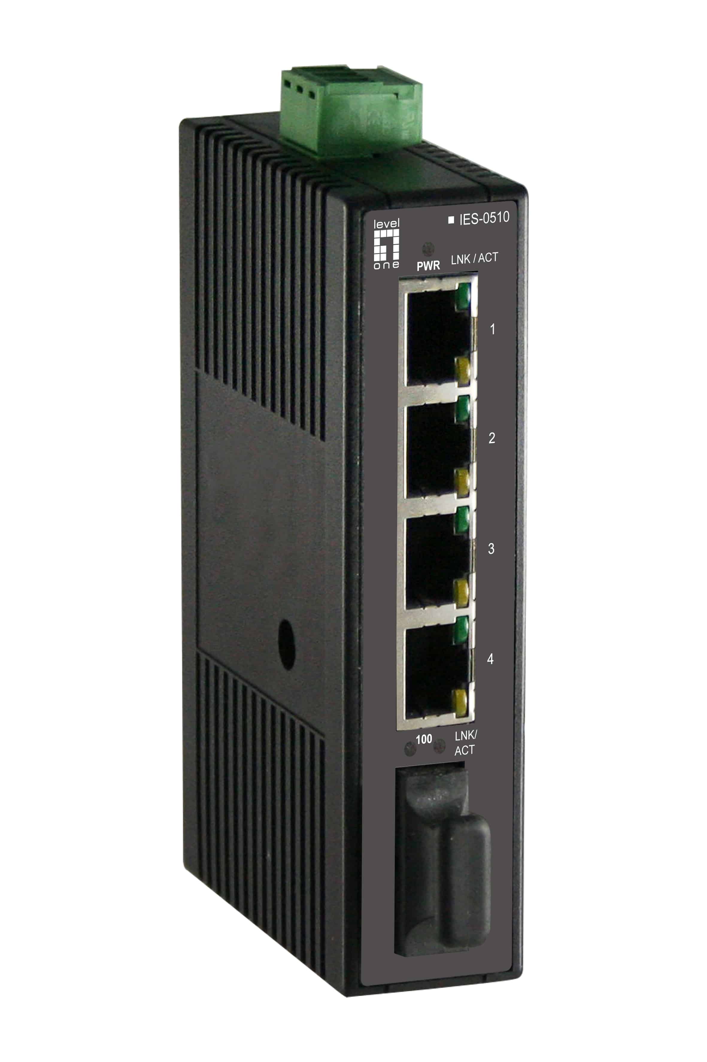 LevelOne IES-0510 netwerk-switch Unmanaged Fast Ethernet (10/100) Zwart (IES-0510) thumbnail