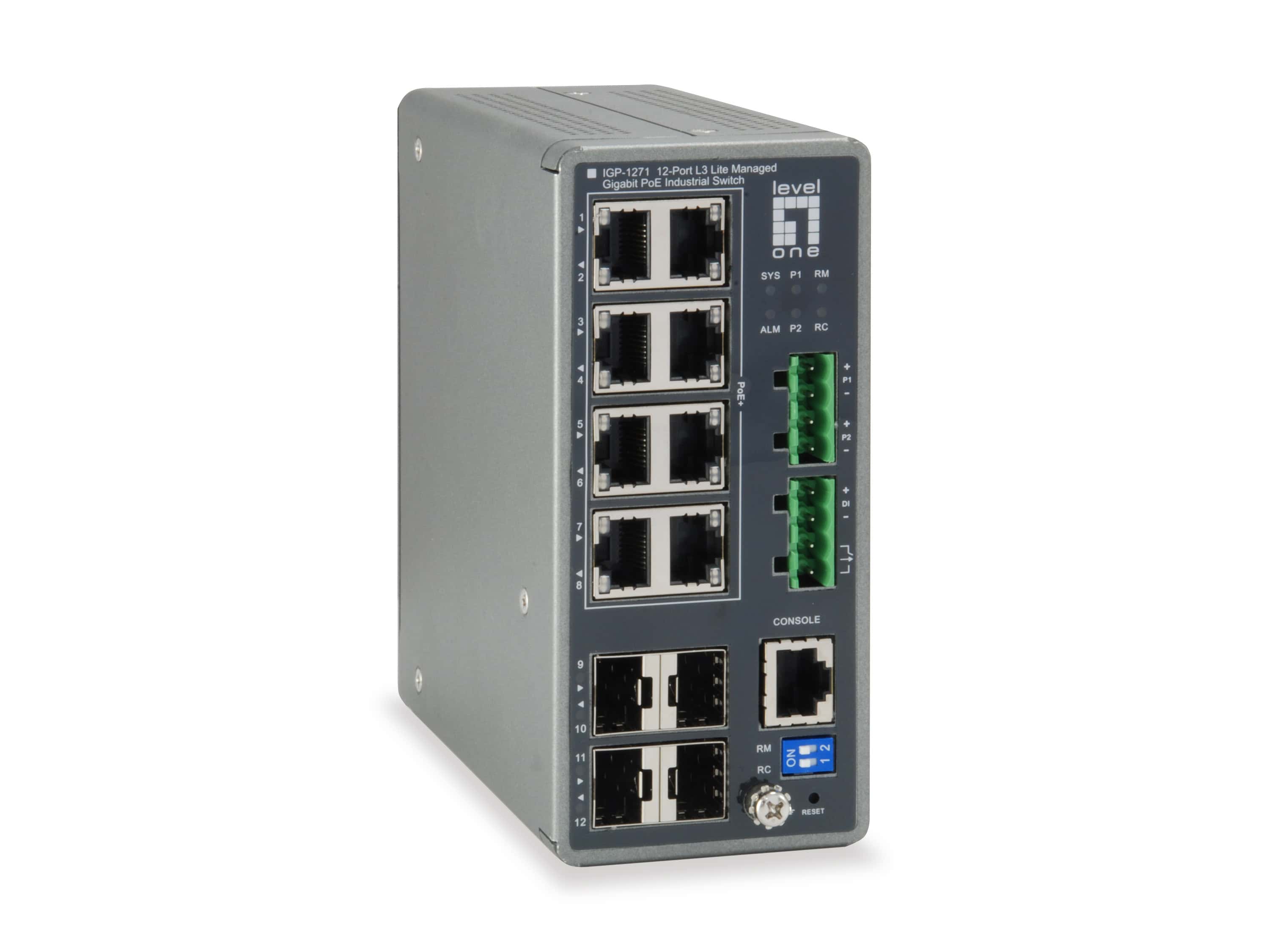LevelOne IGP-1271 netwerk-switch Managed L3 Gigabit Ethernet (10/100/1000) Power over Ethernet (PoE) Grijs (IGP-1271) thumbnail