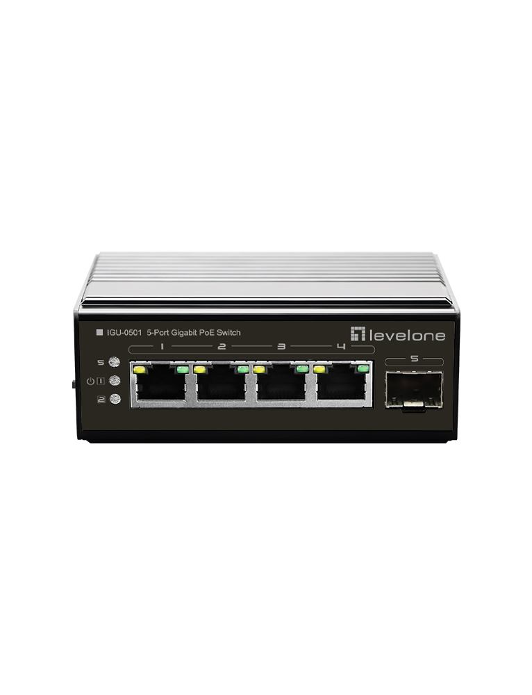 LevelOne IGU-0501 netwerk-switch Gigabit Ethernet (10/100/1000) Power over Ethernet (PoE) Zwart (IGU-0501) thumbnail