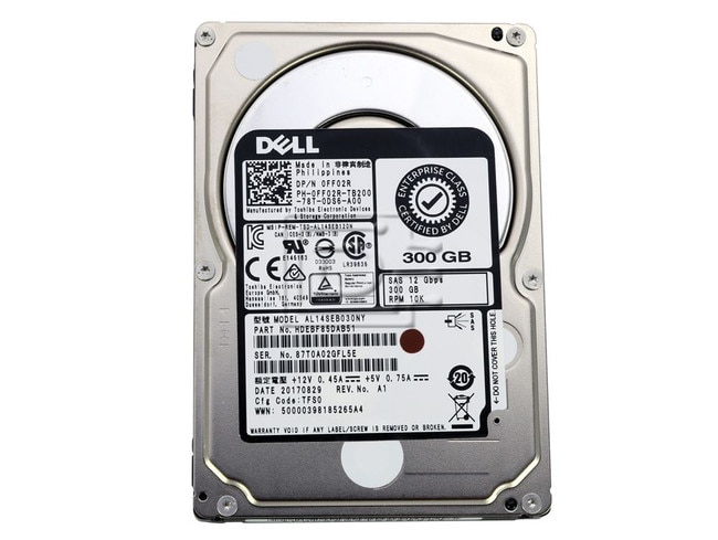 Dell 300GB 10K 12G 2.5INCH SAS HDD (FF02R-RFB) thumbnail