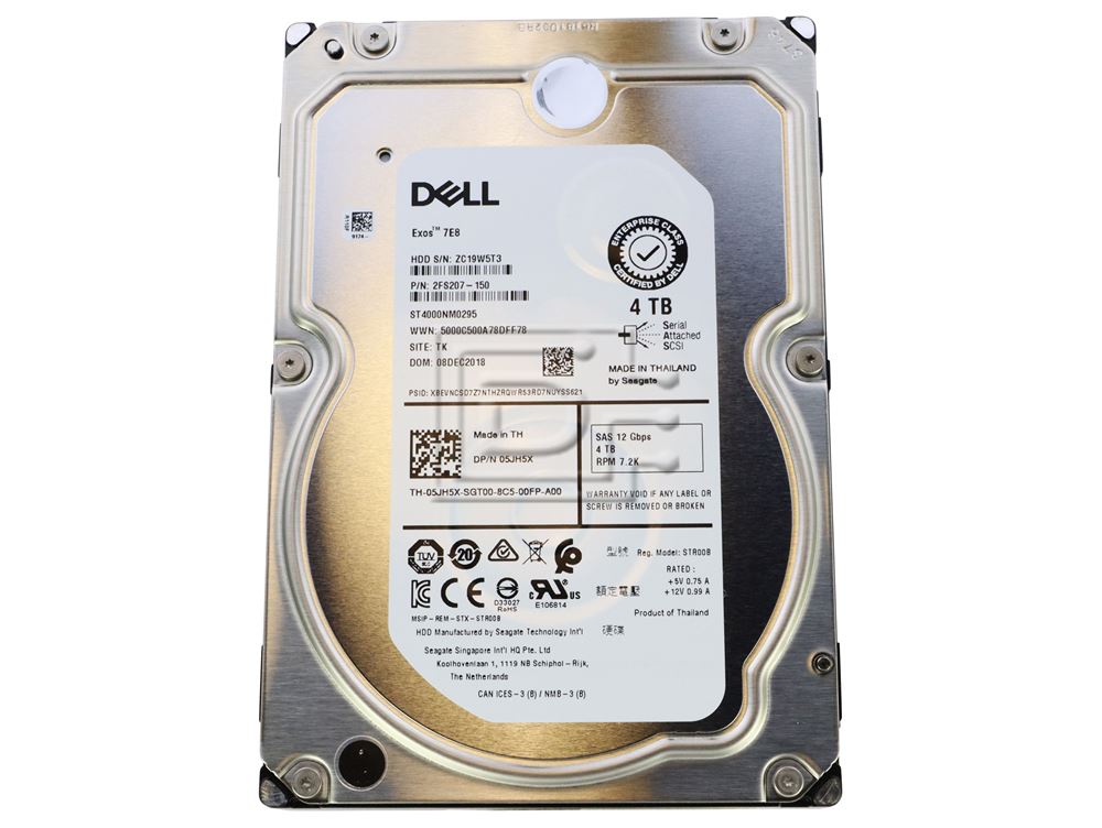 Dell 4TB 7.2K 12G 3.5INCH SAS HDD (W5M2R-RFB) thumbnail