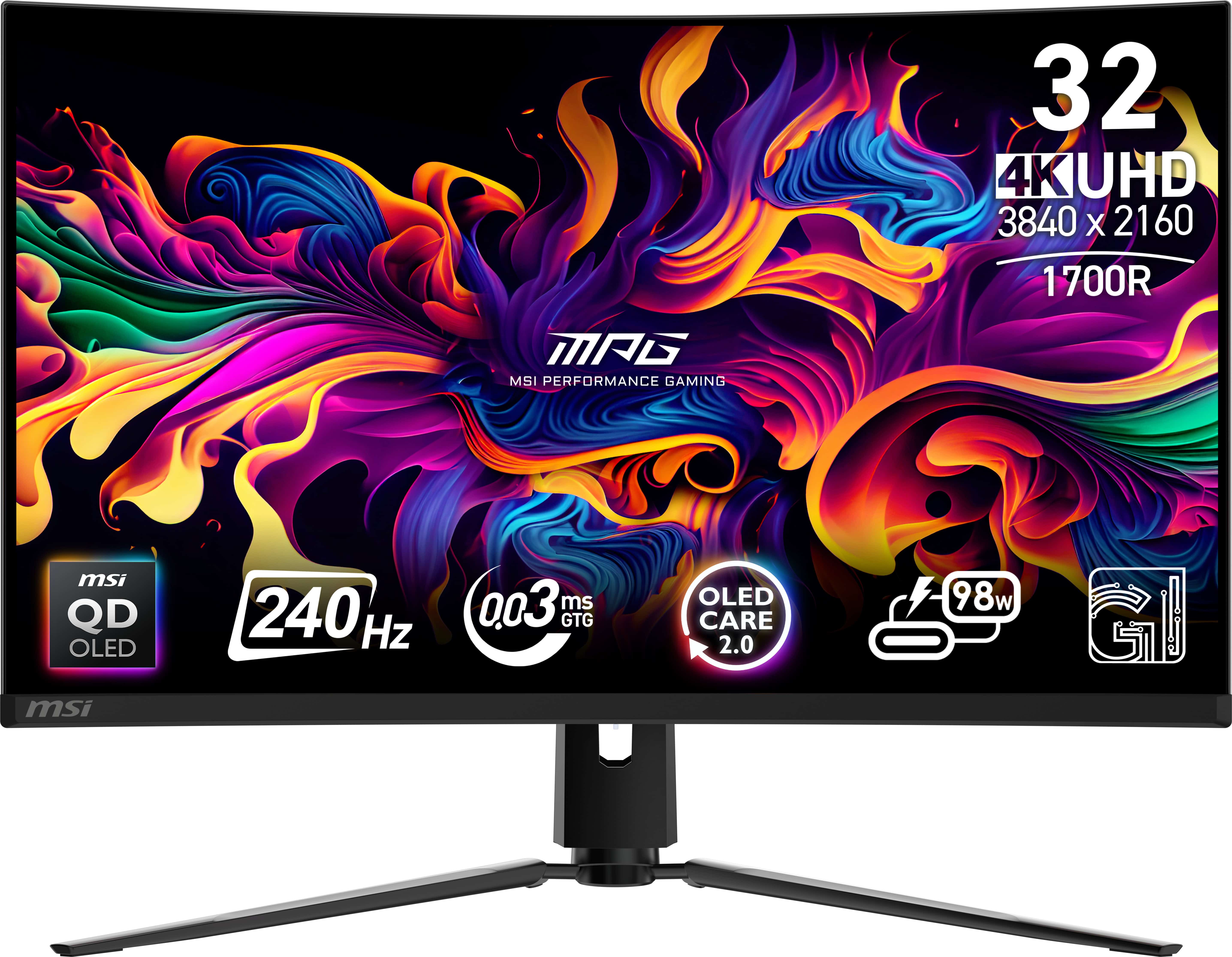 MSI MPG 321CURX QD-OLED computer monitor 80 cm (31.5") 3840 x 2160 Pixels 4K Ultra HD Zwart (9S6-3DD64T-001) thumbnail