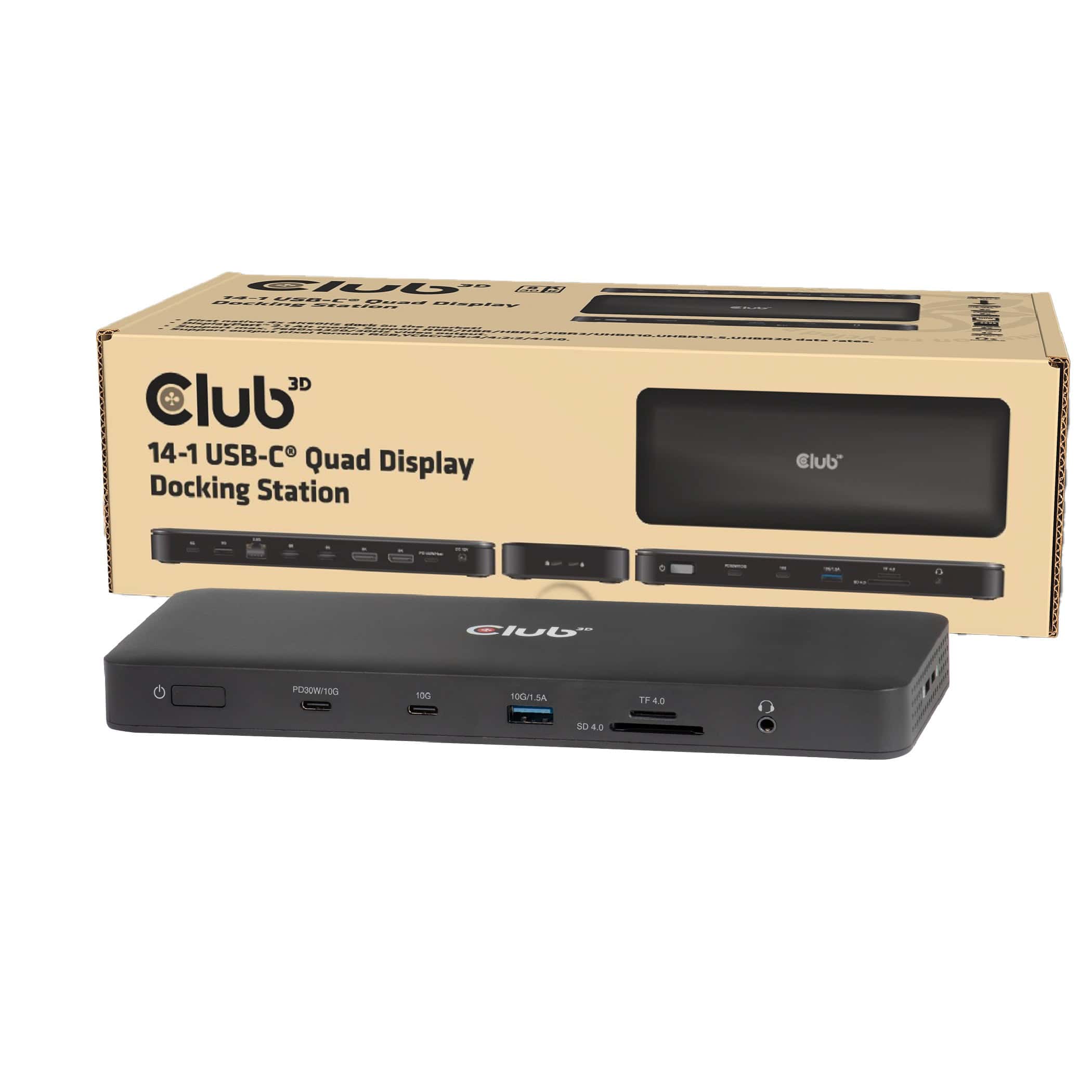 CLUB3D Club 3D 14-in-1 USB-C® Quad Display Dockingstation – 4 Schermen & 100W Snelladen (CSV-2540) thumbnail