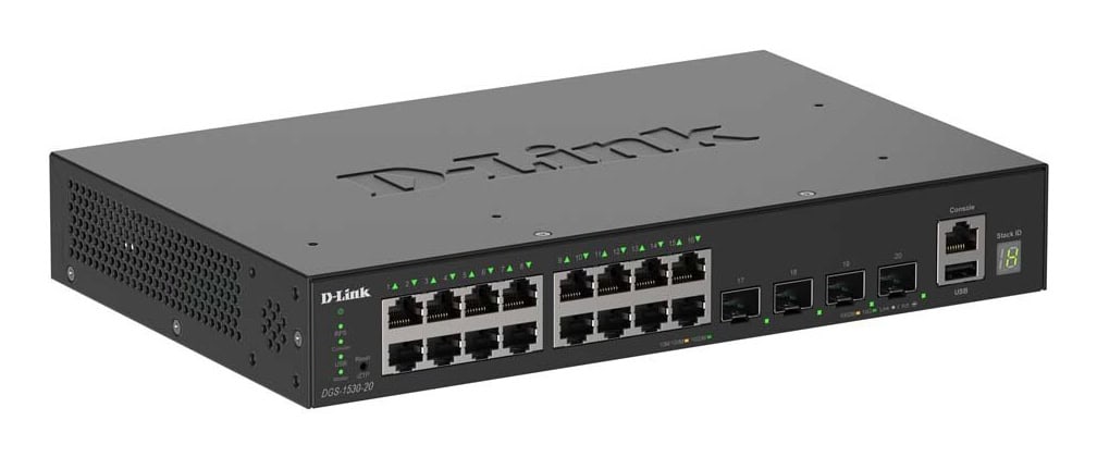 D-Link DGS-1530-20/E netwerk-switch Managed L2 Gigabit Ethernet (10/100/1000) Zwart (DGS-1530-20/E) thumbnail