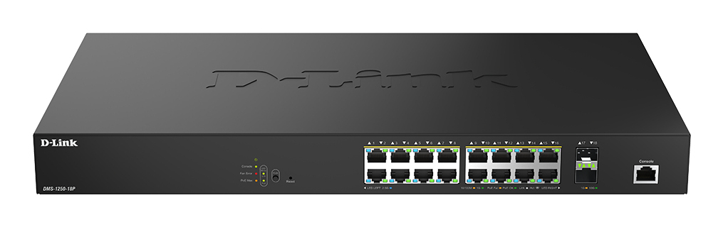 D-Link DMS-1250-18P/E netwerk-switch Managed L2 2.5G Ethernet (100/1000/2500) Power over Ethernet (PoE) Zwart (DMS-1250-18P/E) thumbnail