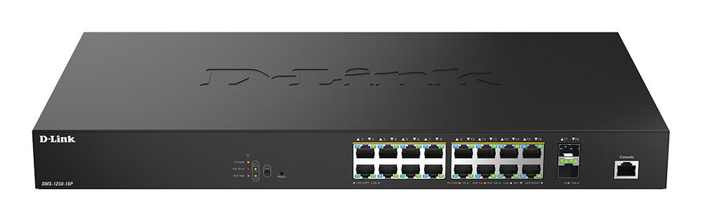 D-Link DMS-1250-18P/E netwerk-switch Managed L2 2.5G Ethernet (100/1000/2500) Power over Ethernet (PoE) Zwart (DMS-1250-18P/E) thumbnail