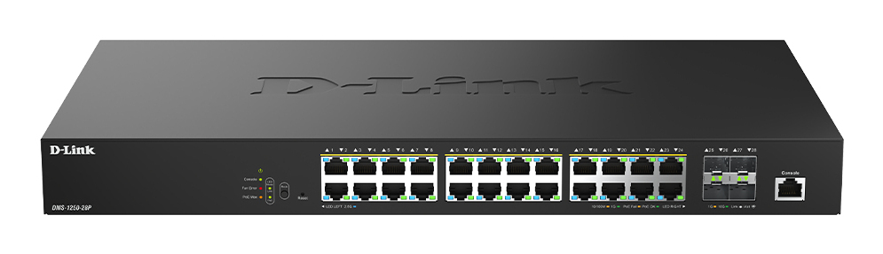 D-Link DMS-1250-28P/E netwerk-switch Managed L2 2.5G Ethernet (100/1000/2500) Power over Ethernet (PoE) Zwart (DMS-1250-28P/E) thumbnail