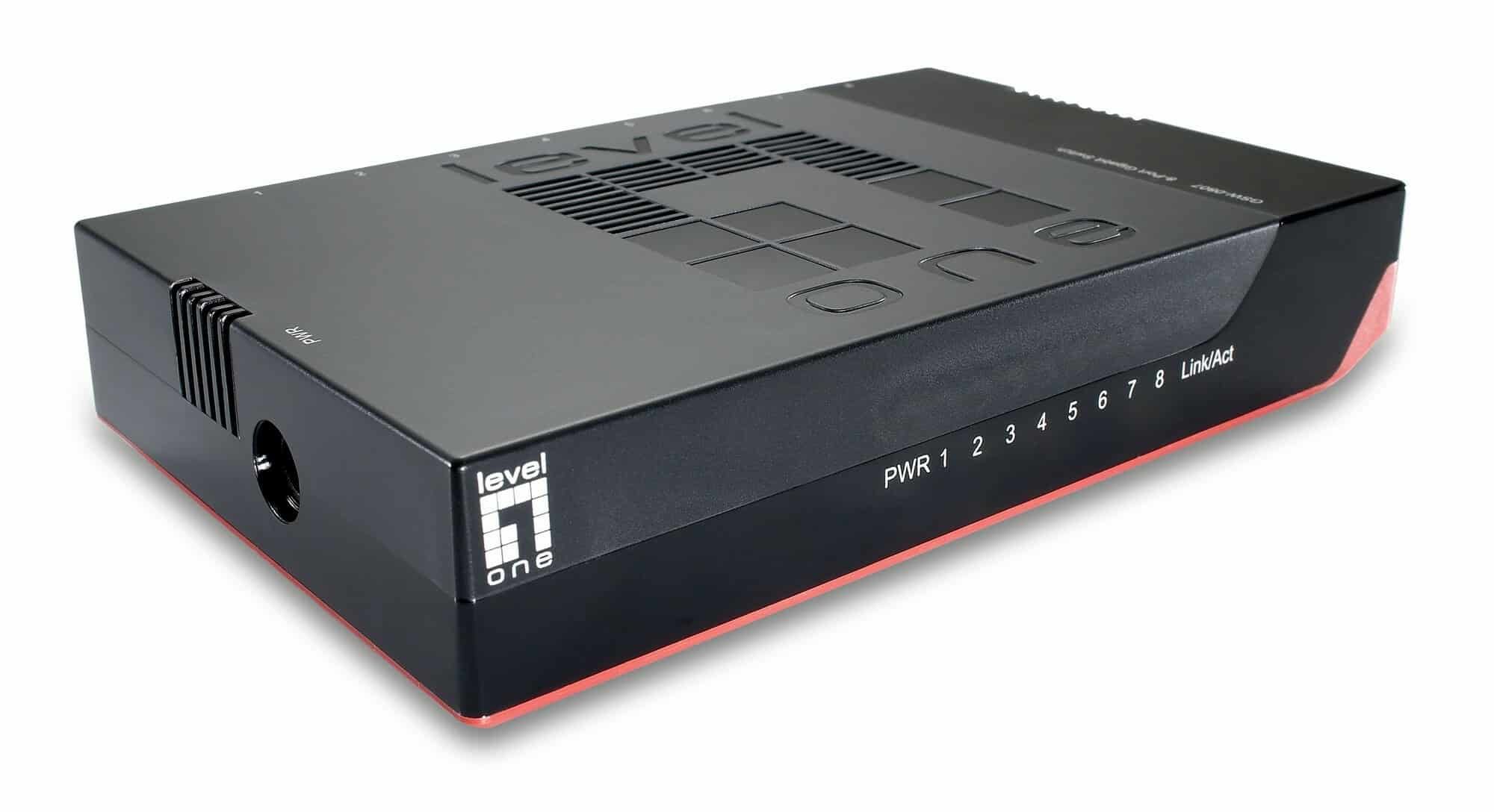 LevelOne GSW-0807 netwerk-switch Unmanaged Gigabit Ethernet (10/100/1000) Zwart, Rood (53015003701) thumbnail