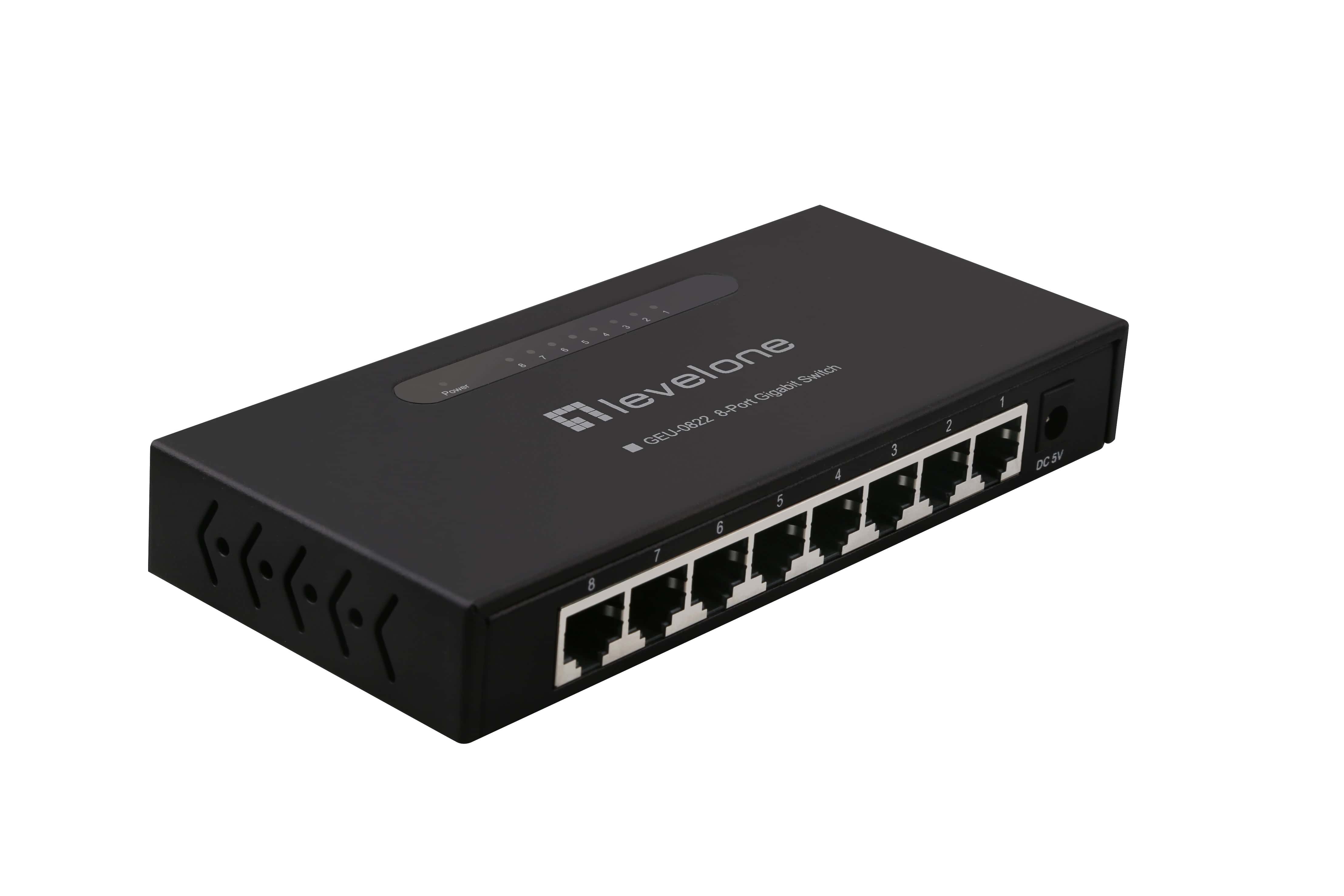 LevelOne GEU-0822 netwerk-switch Unmanaged Gigabit Ethernet (10/100/1000) Zwart (53082203301) thumbnail