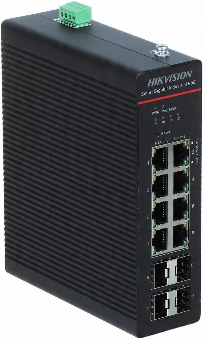 Hikvision DS-3T1512HP-SI-8P4F Industrie-Switch PoE - Switch (DS-3T1512HP-SI-8P4F/No Power unit) (DS-3T1512HP-SI-8P4F/NO POWER U) thumbnail