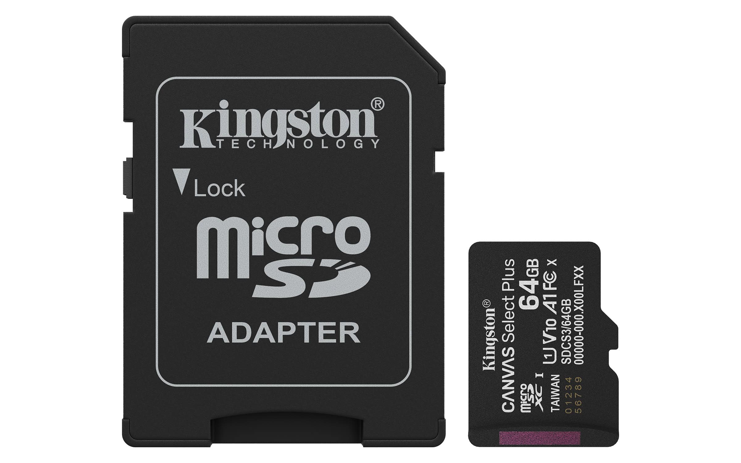 Kingston Technology 64GB microSDXC Canvas Select Plus Gen3 100MB/s A1 kaart + adapter (SDCS3/64GB) thumbnail