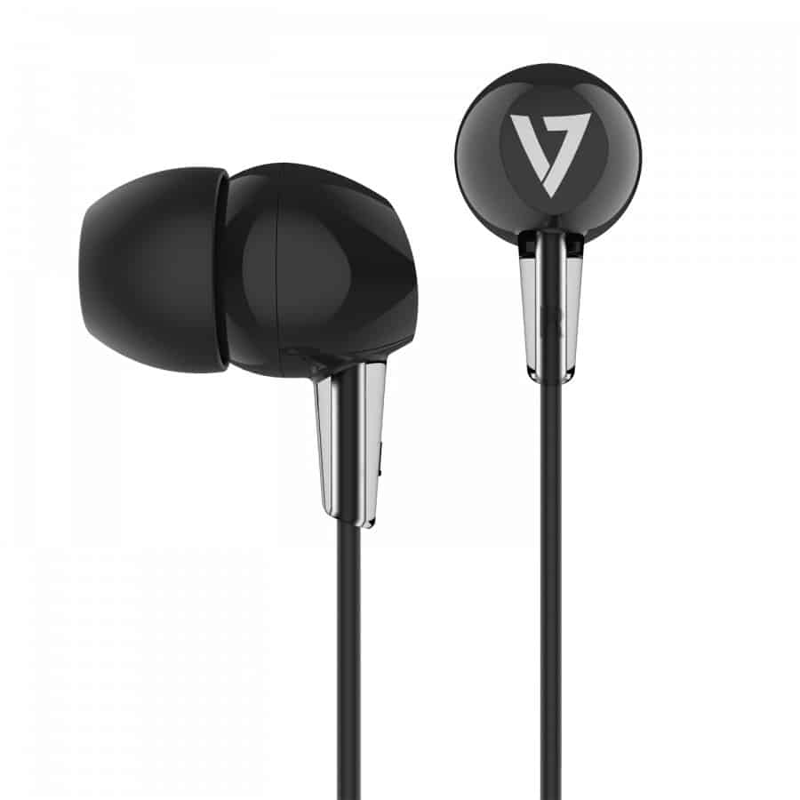 V7 HA200 hoofdtelefoon/headset Hoofdtelefoons Bedraad In-ear Muziek Zwart (HA200) thumbnail