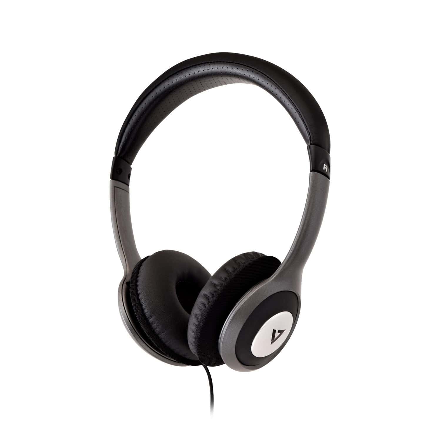V7 HA520-2EP hoofdtelefoon/headset Hoofdtelefoons Bedraad Hoofdband Muziek Zwart, Zilver (HA520-2EP) thumbnail