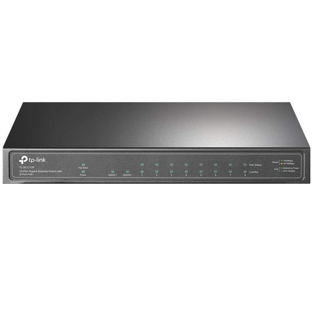 TP-Link TL-SG1210P netwerk-switch Unmanaged Gigabit Ethernet (10/100/1000) Power over Ethernet (PoE) Grijs (SG1210P) thumbnail