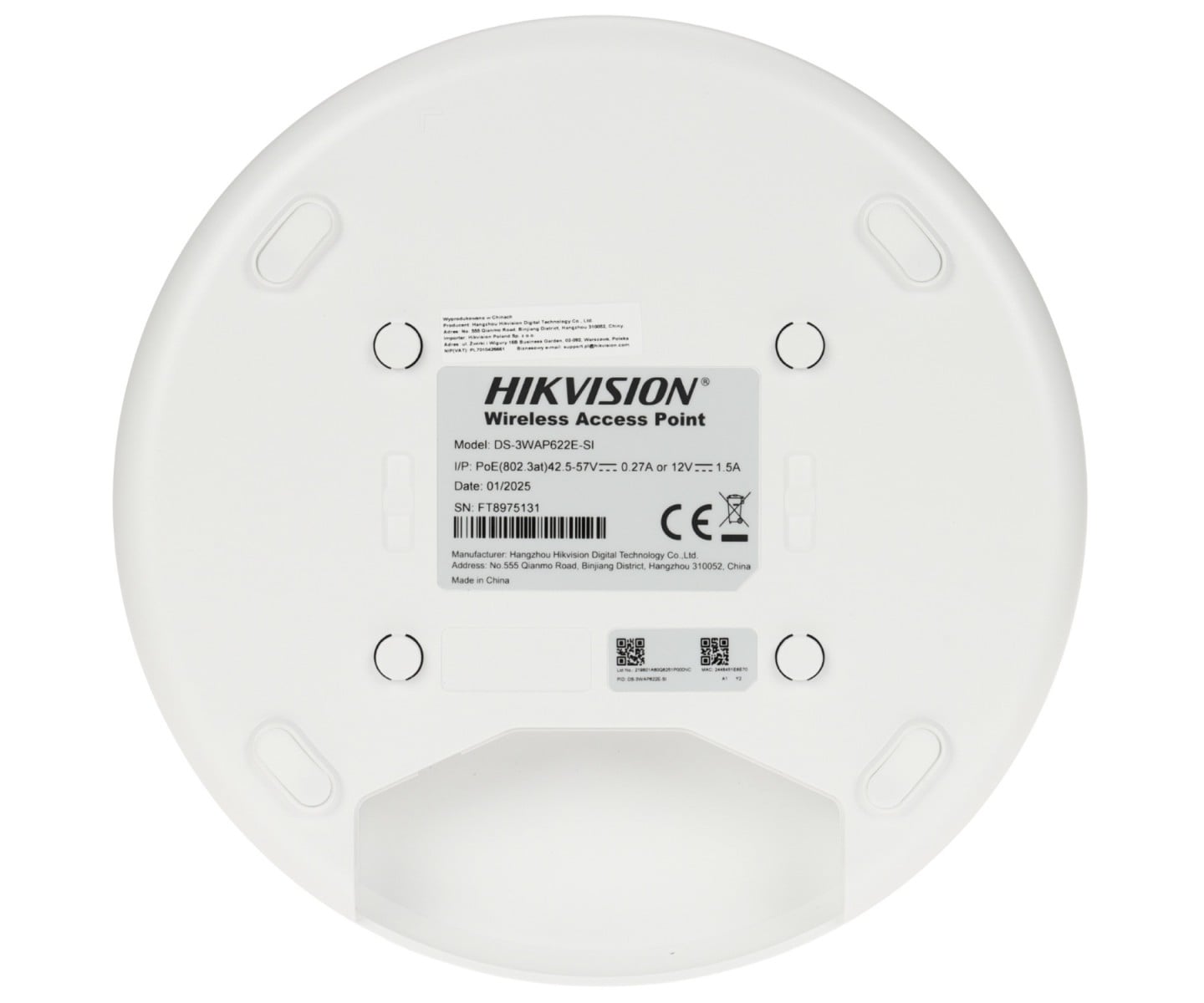 HIKVISION DS-3WAP622E-SI Wi-Fi 6 3000M Celling Access Point (DS-3WAP622E-SI) thumbnail