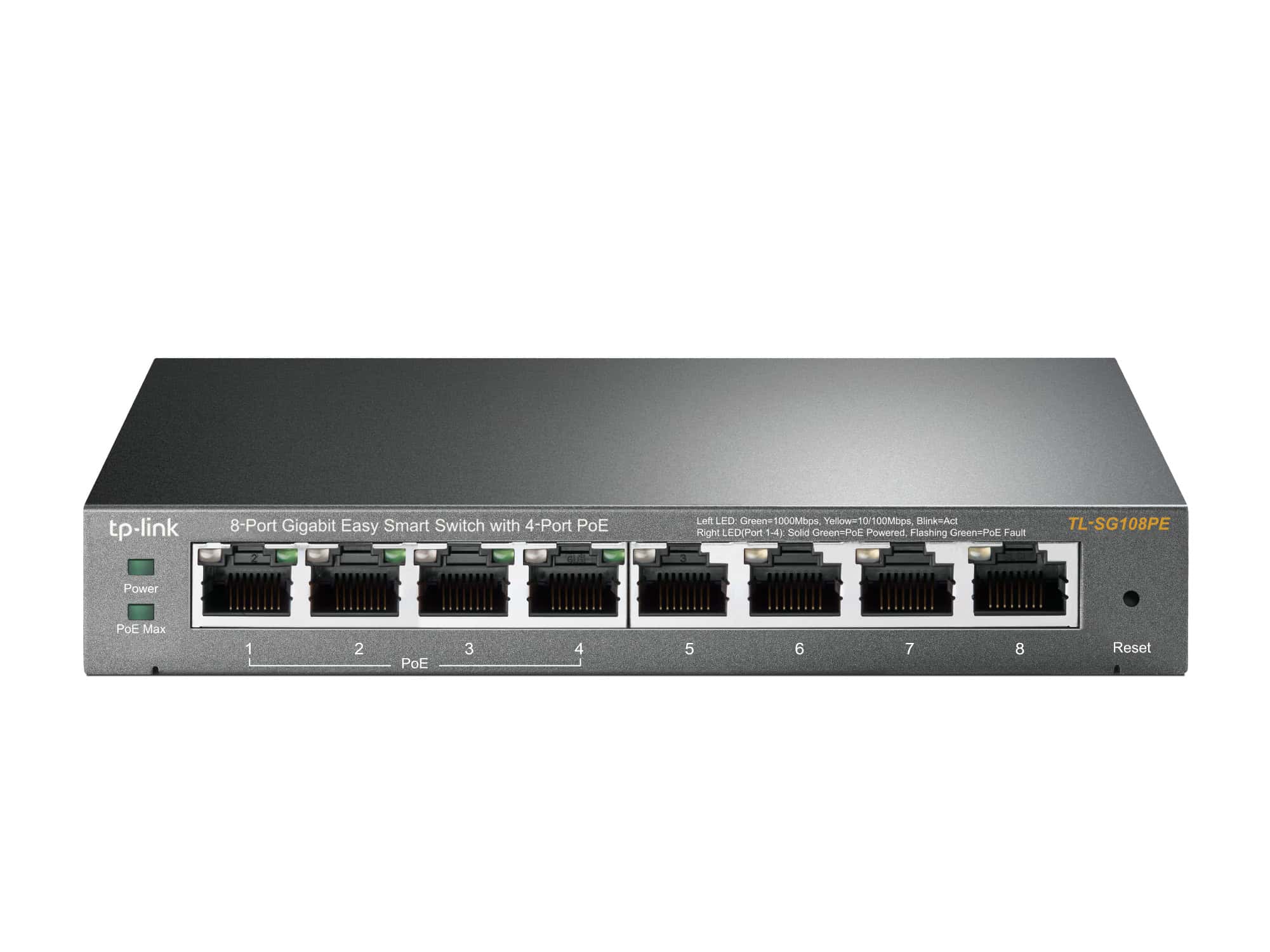 TP-Link TL-SG108PE Managed L2 Gigabit Ethernet (10/100/1000) Power over Ethernet (PoE) Zwart (SG108PE) thumbnail