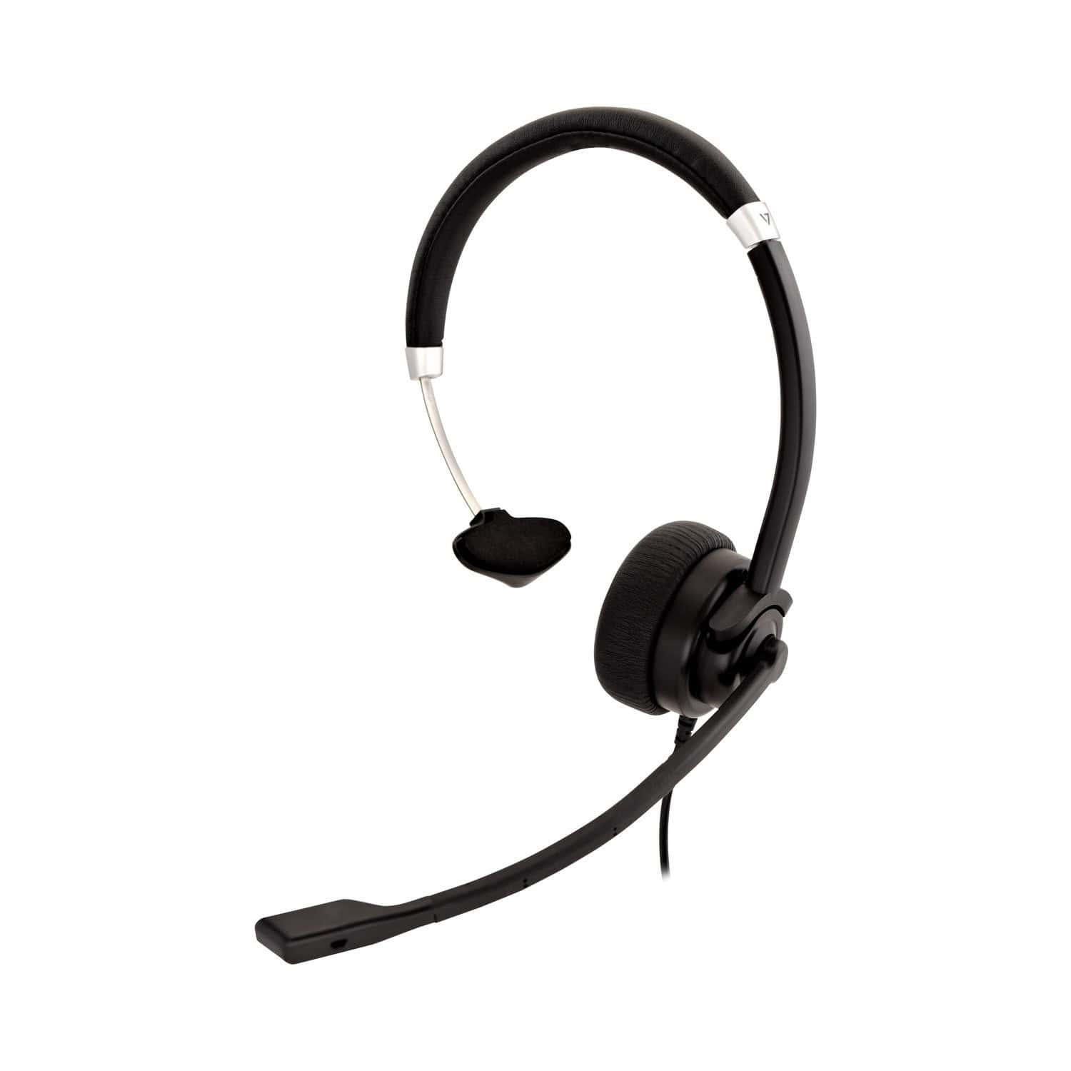 V7 HA401 hoofdtelefoon/headset Bedraad Hoofdband Kantoor/callcenter Zwart, Zilver (HA401) thumbnail