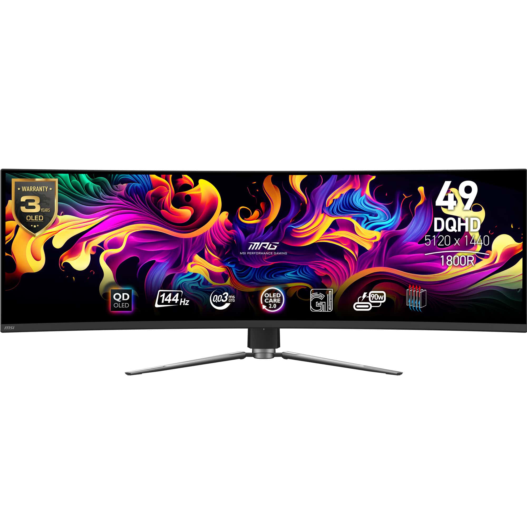 MSI MPG 491CQPDE QD-OLED computer monitor 124,5 cm (49) 5120 x 1440 Pixels DQHD Zwart (9S6-3FA84T-008) thumbnail