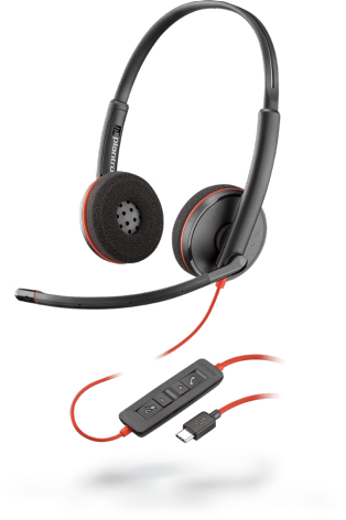 Poly Blackwire 3220 Headset Bedraad Hoofdband Kantoor/callcenter USB Type-C Zwart, Rood (209749-22) thumbnail