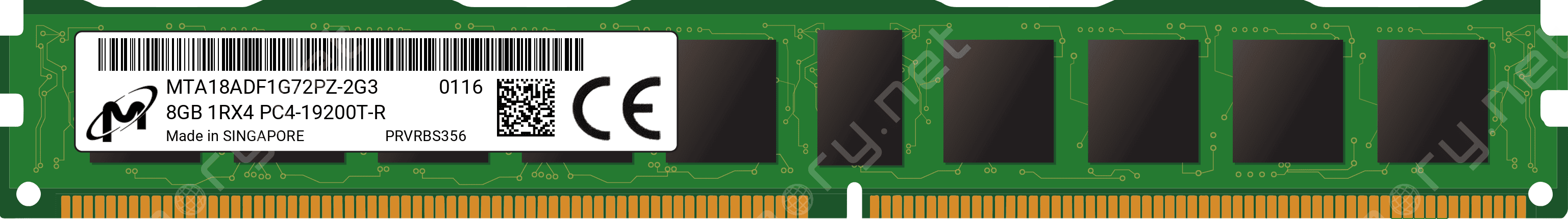 MICRON 8GB (1*8GB) 1RX4 PC4-19200T-R DDR4 -2400MHZ VLP RDIMM (MTA18ADF1G72PZ-2G3) thumbnail