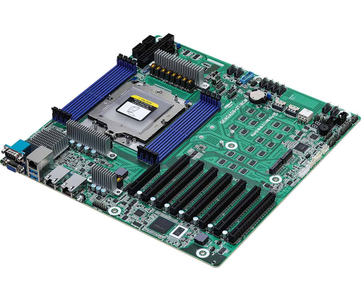 ASRock GENOAD8X-2T/BCM, 1xSKT SP5, AMD EPYC 9004, SoC, 8xDIMM, NVMe, 1xM.2, 2x10GbE, IPMI (GENOAD8X-2T/BCM) thumbnail