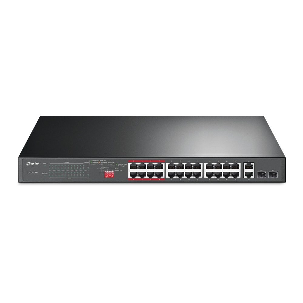 TP-Link TL-SL1226P netwerk-switch Unmanaged Gigabit Ethernet (10/100/1000) Power over Ethernet (PoE) 1U Grijs (SL1226P) thumbnail TP-Link TL-SL1226P netwerk-switch Unmanaged Gigabit Ethernet (10/100/1000) Power over Ethernet (PoE) 1U Grijs (SL1226P) thumbnail
