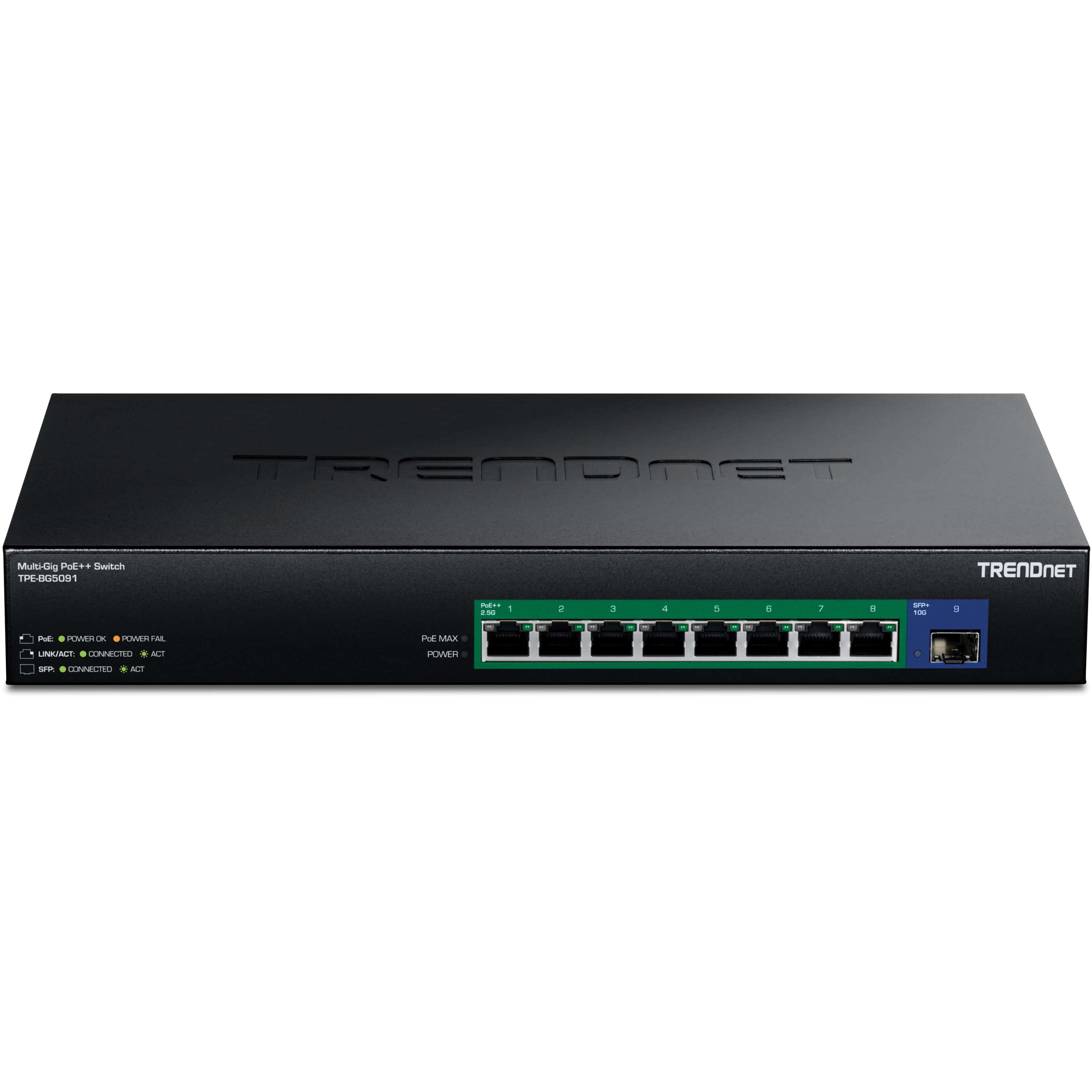 TRENDnet TPE-BG5091 9-Port Switch 480W 2.5G Power PoE++ Switch mit 10G SFP+ (TPE-BG5091) thumbnail