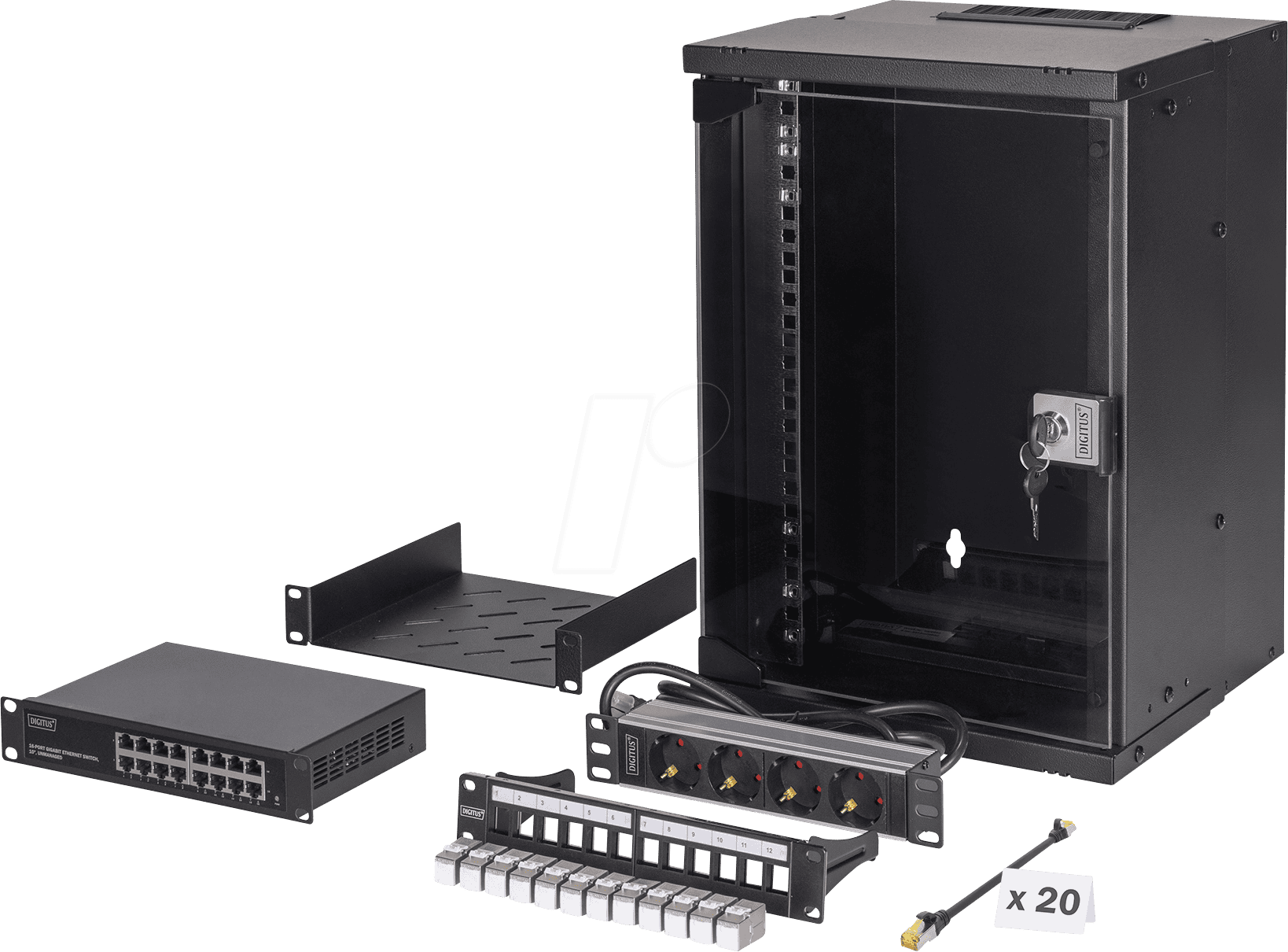 DIGITUS Netzwerk-Set 254 mm (10) - 9HE, 315x300 mm (BxT) sw (DN-49103-SET) thumbnail