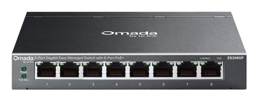 TP-Link Omada ES208GP netwerk-switch Managed L2 Gigabit Ethernet (10/100/1000) Power over Ethernet (PoE) DIN rail Zwart (ES208GP) thumbnail