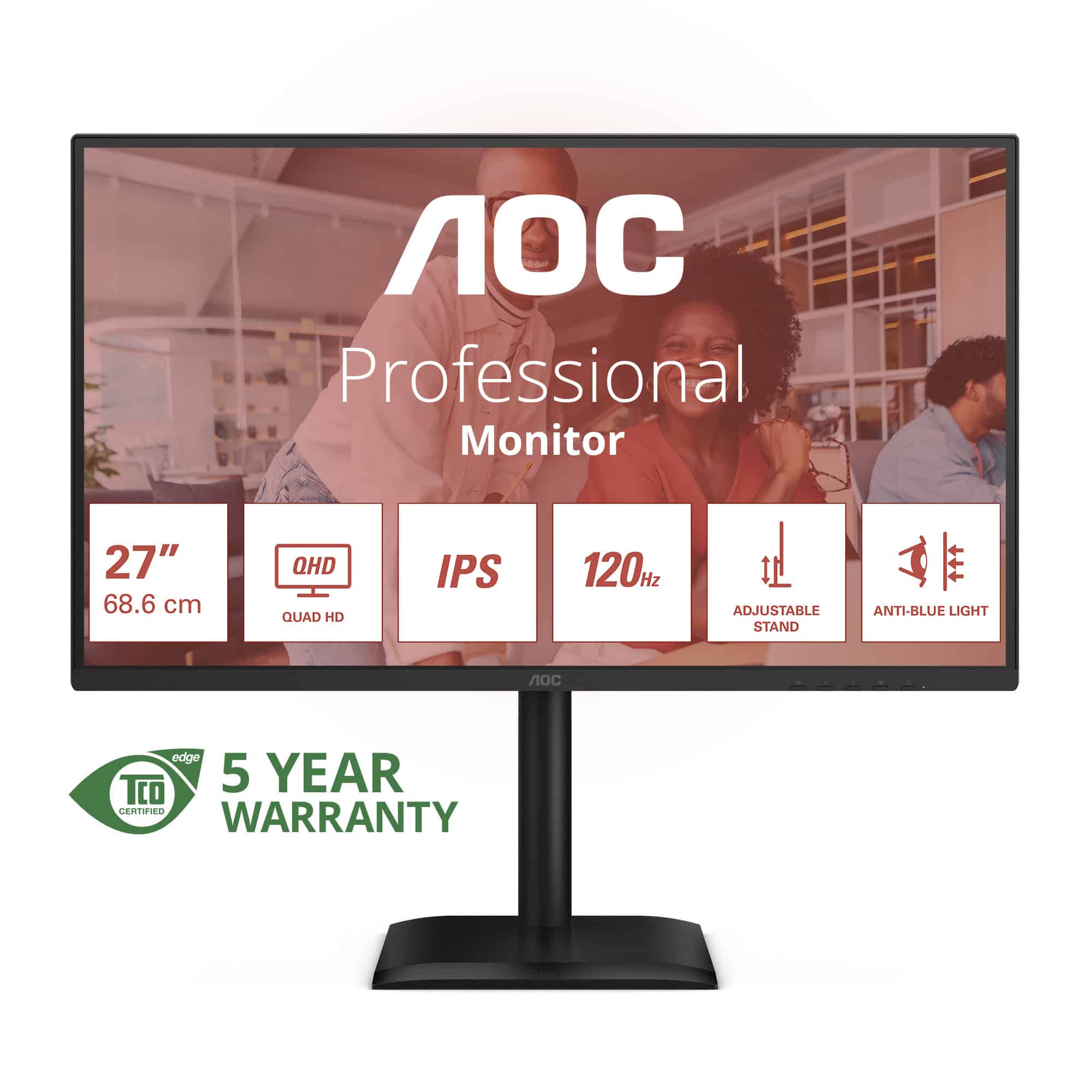 AOC E4 Q27E4U computer monitor 68,6 cm (27) 2560 x 1440 Pixels Quad HD LED Zwart (Q27E4U) thumbnail