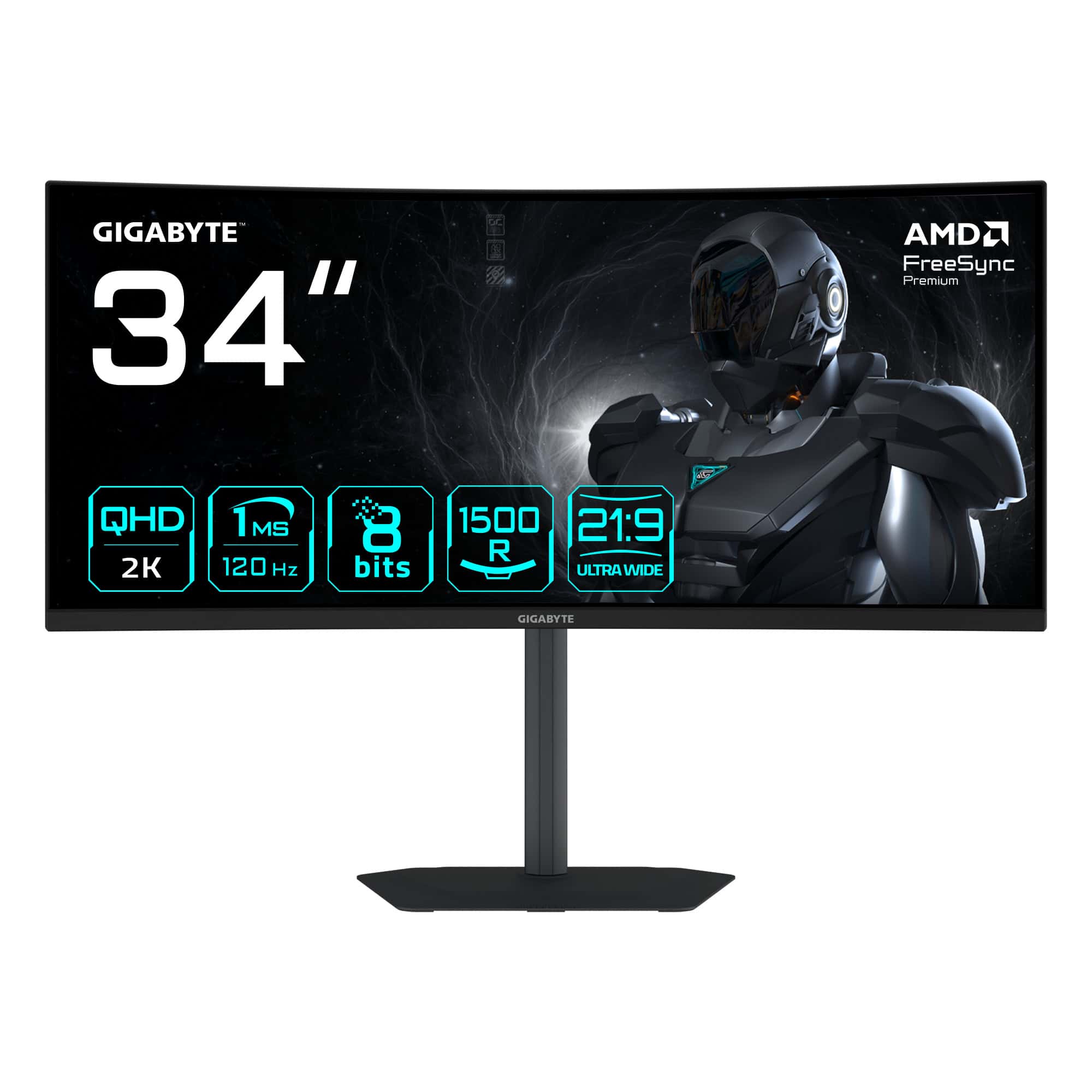 GIGABYTE GS34WQCA computer monitor 86,4 cm (34) 3440 x 1440 Pixels Wide Quad HD LCD Zwart (GS34WQCA) thumbnail