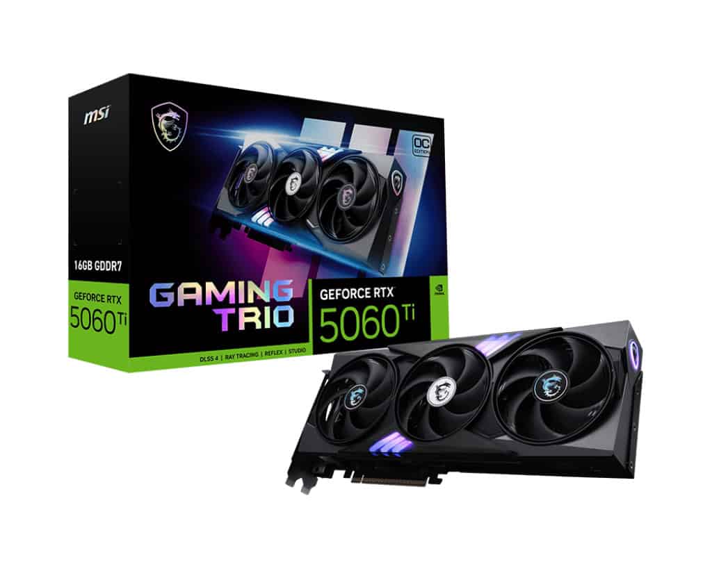 MSI GAMING GeForce RTX 5060 TI 16G TRIO OC NVIDIA 16 GB GDDR7 (5060TI16GGAMTRIOOC) thumbnail