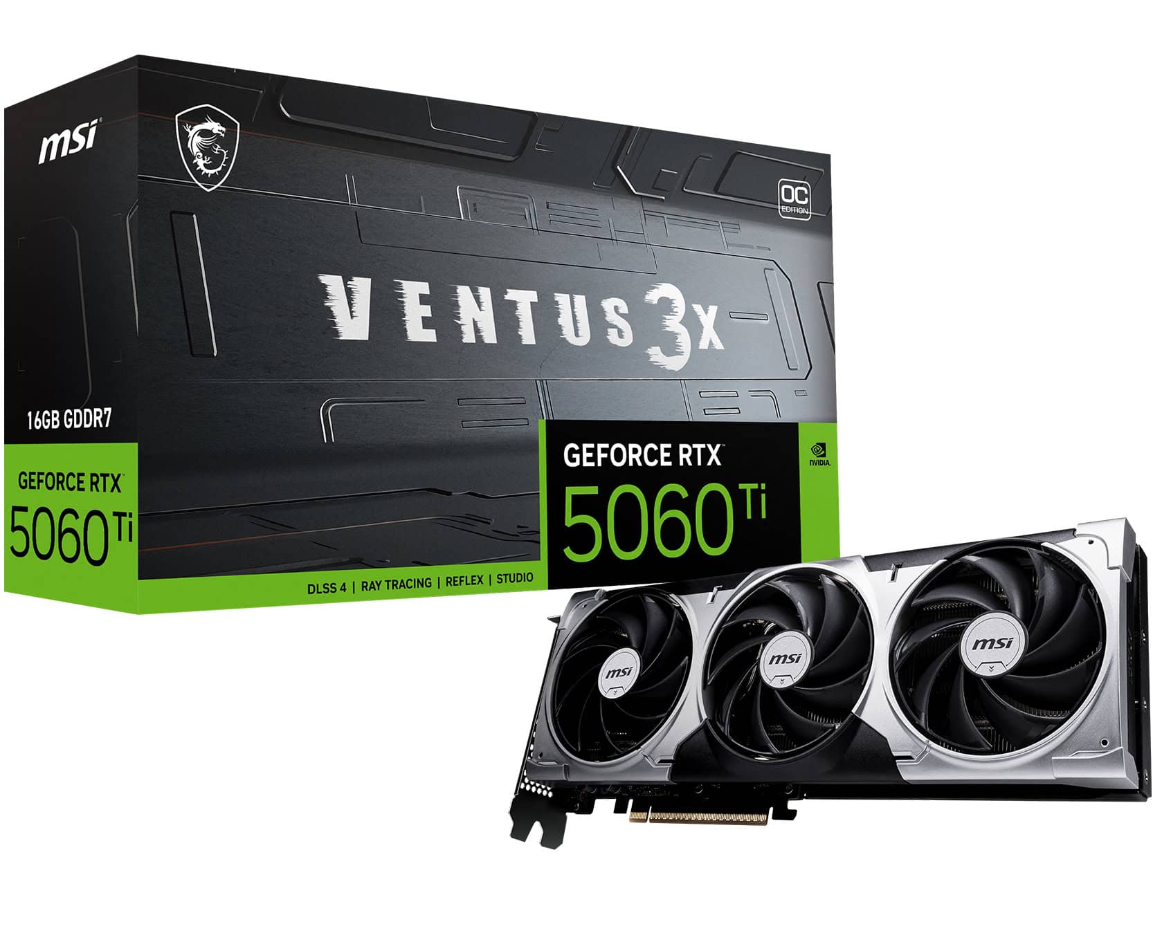 MSI VENTUS GeForce RTX 5060 TI 16G 3X OC NVIDIA 16 GB GDDR7 (506TI16GVENTUS3XOC) thumbnail