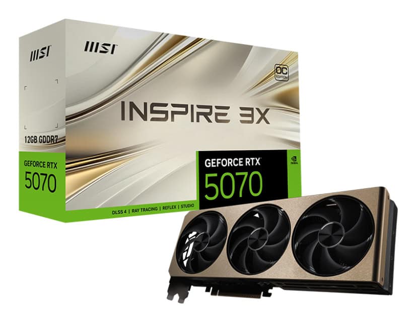 MSI GeForce RTX 5070 12G INSPIRE 3X OC NVIDIA 12 GB GDDR7 (507012GINSPIRE3XOC) thumbnail