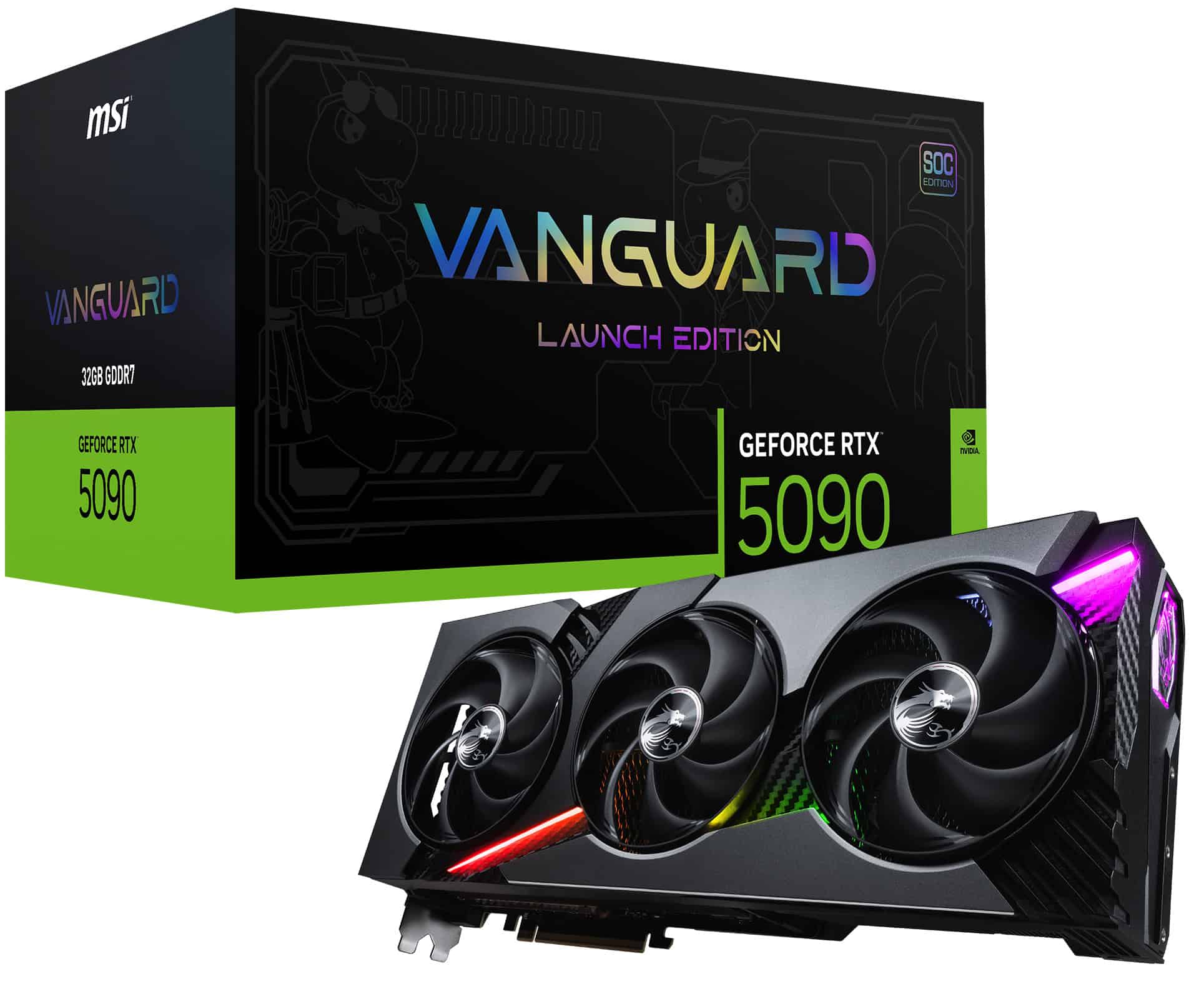 MSI GEFORCE RTX 5090 32G VANGUARD SOC LAUNCH EDITION videokaart NVIDIA 32 GB GDDR7 (509032GVANGSOCLAUN) thumbnail
