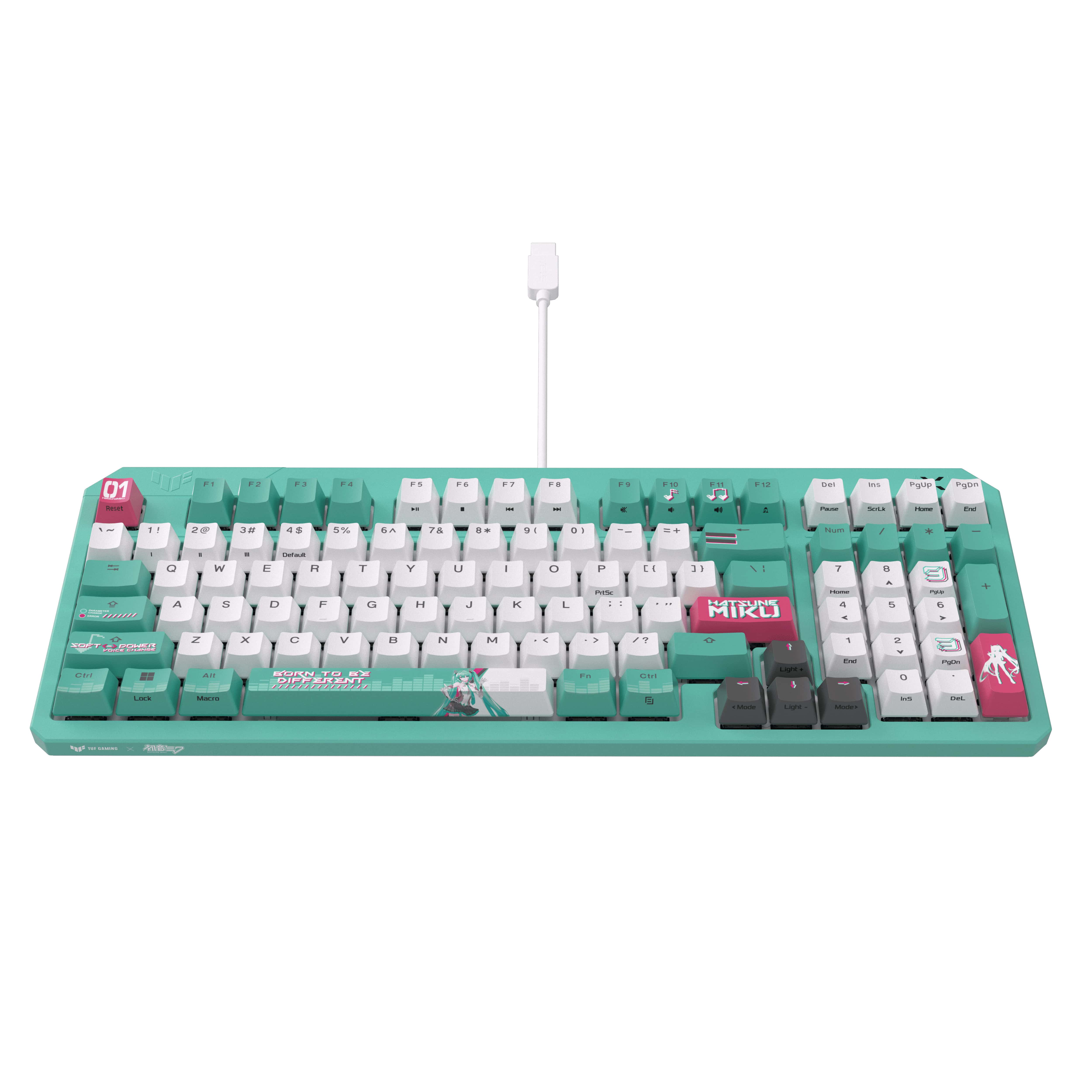 ASUS TUF Gaming K3 Gen II Hatsune Miku Edition toetsenbord Gamen USB Muntkleur, Wit (90MP0460-BKDA30) thumbnail
