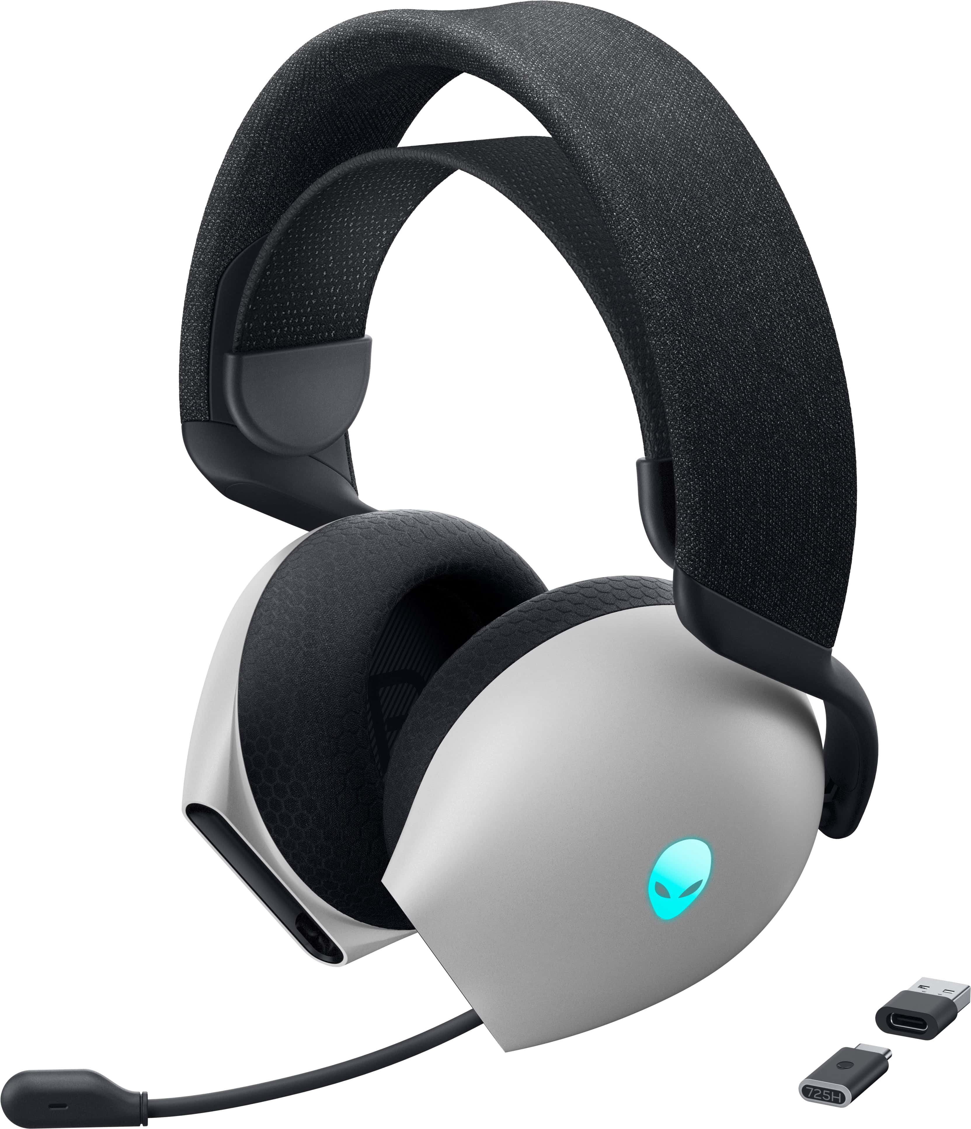 Alienware AW725H Headset Bedraad en draadloos Hoofdband Gamen USB Type-C Bluetooth Zwart, Wit (AW725H-W-DEAM) thumbnail