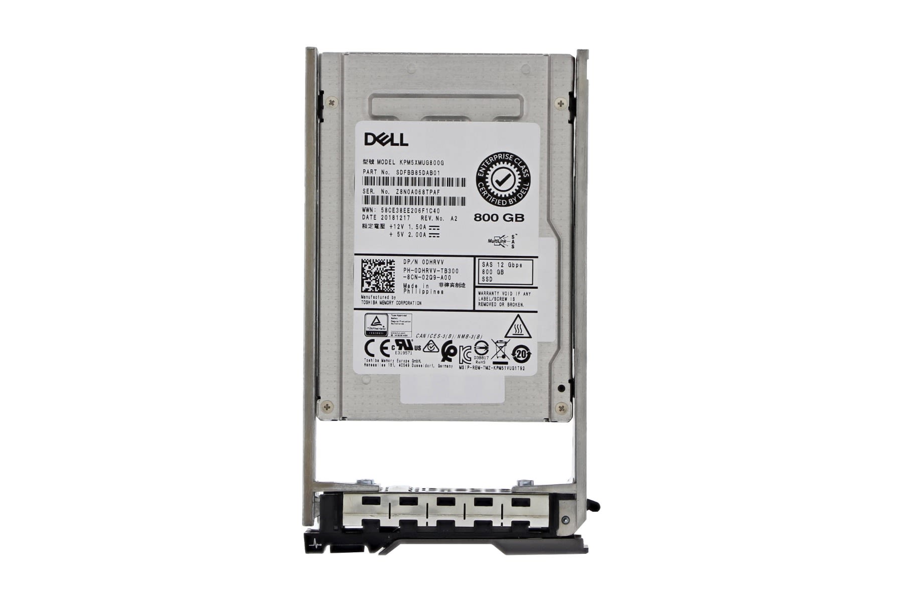 Dell SSDR,800G,2E,IS12,2.5,T-5WI,EC (DHRVV-RFB) thumbnail