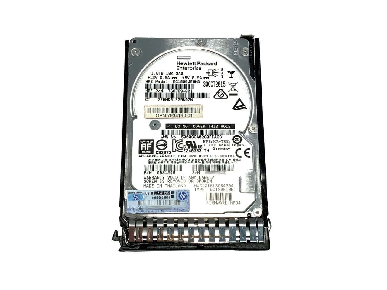 HPE 1.8TB 12G Sas 10K Rpm Sff (2.5-Inch) Sc Enterprise 512E (bulk) (791034-B21B) thumbnail