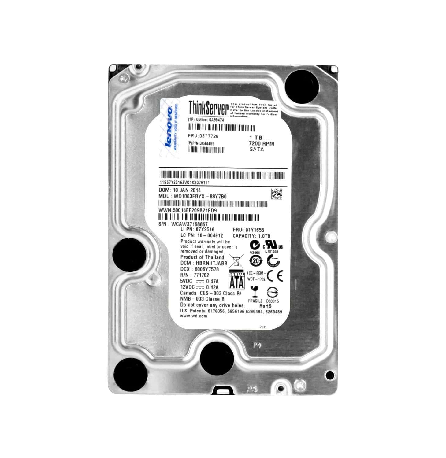 HP 1Tb 7.2K RPM SATA (672722-001-RFB) thumbnail