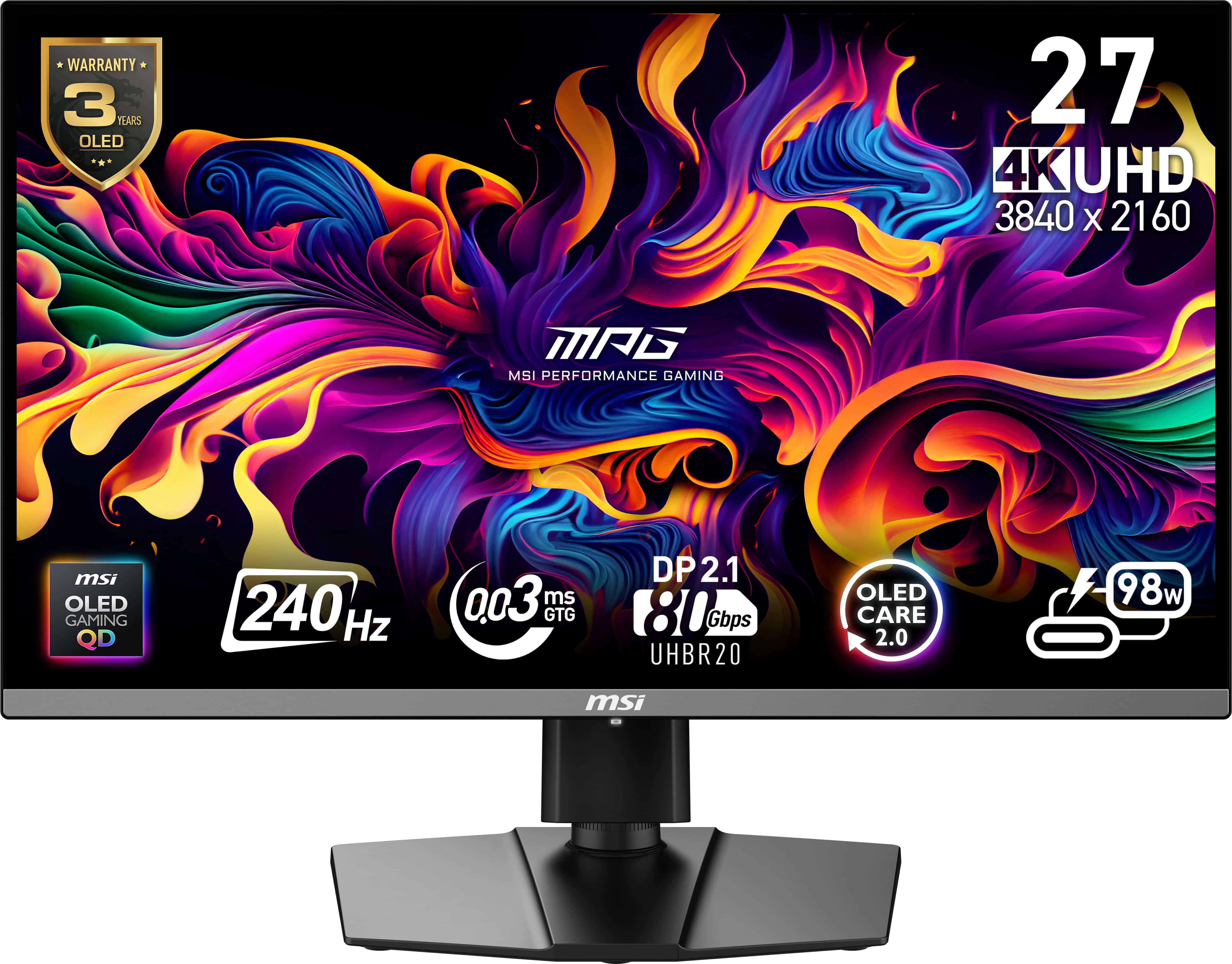 MSI MPG 272URX QD-OLED computer monitor 67,3 cm (26.5") 3840 x 2160 Pixels 4K Ultra HD Zwart (9S6-3CD79A-015) thumbnail