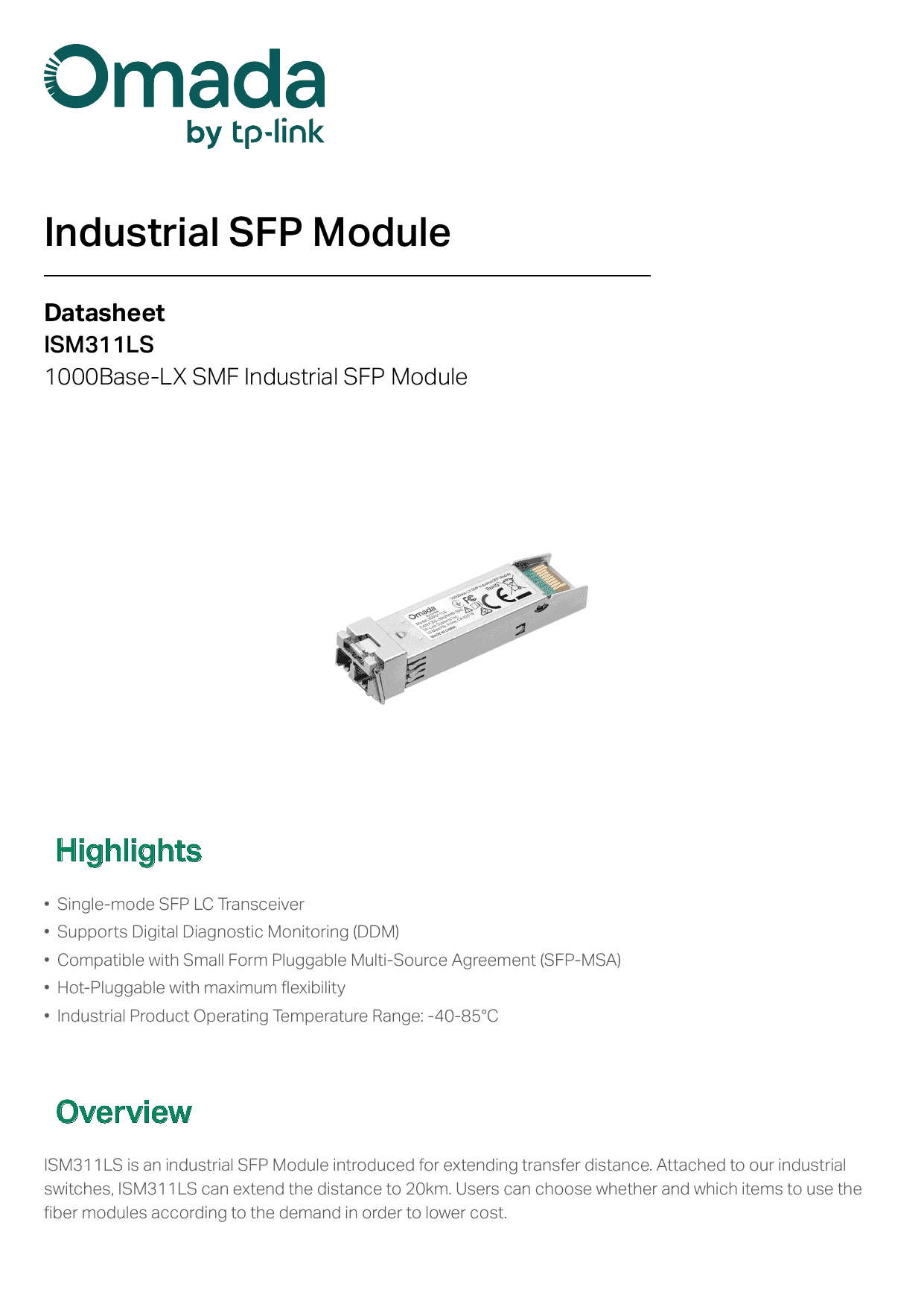 TP-LINK Omada SFP Module SMF Industrial (ISM311LS) (ISM311LS) thumbnail
