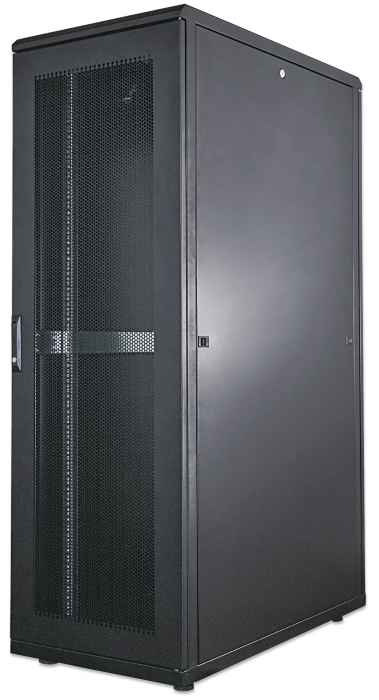 Intellinet 19" serverkast vrijstaand, 42U, 800x1000 mm (breedte x diepte), zwart, bouwpakket (flatpack), max. 1500 kg, meerpuntsdeurslot, 1 slot per zijpaneel, bruikbare diepte 123–773 mm, IP20, staal (713276) thumbnail