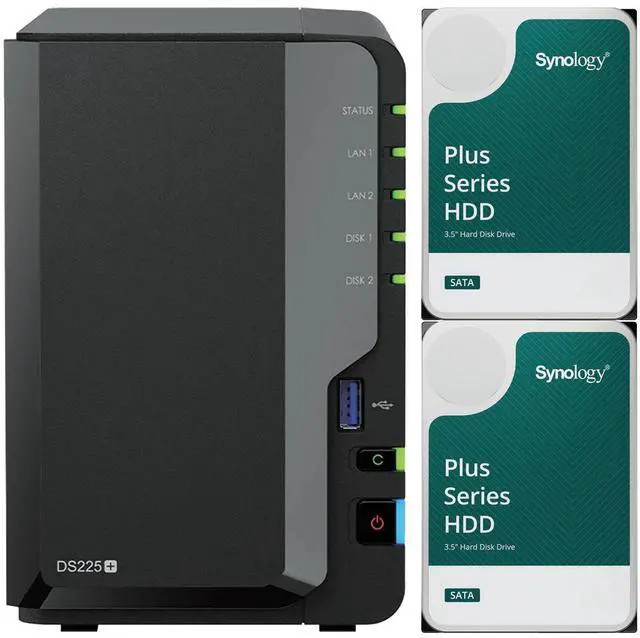 Synology DS225+ 2Bay 16TB NAS met 2x 8TB Synology Plus HDD (DS225P-28SYN) thumbnail